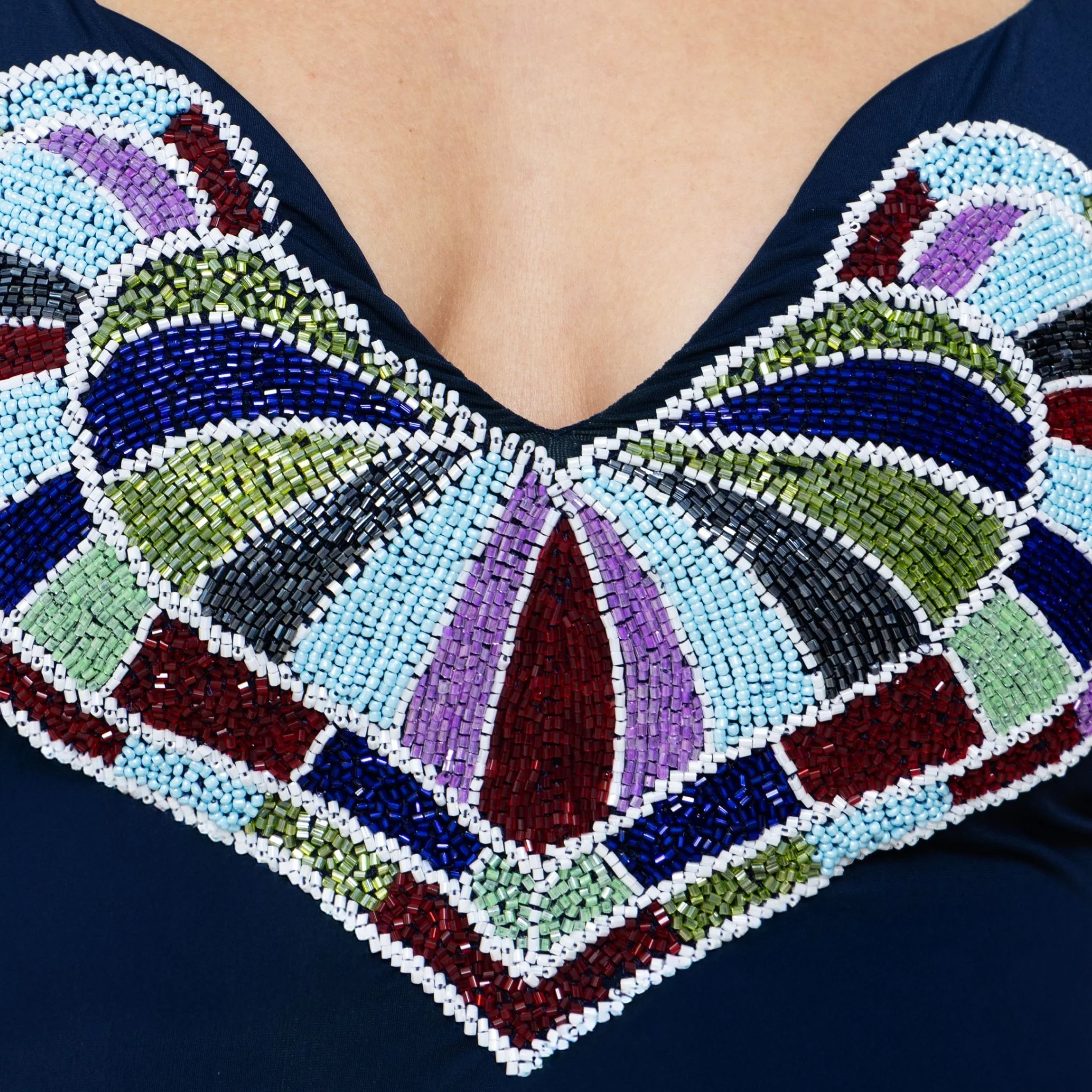 Amor Hand-Beaded Embellished One-Piece Swimsuit | Navy - Image 5