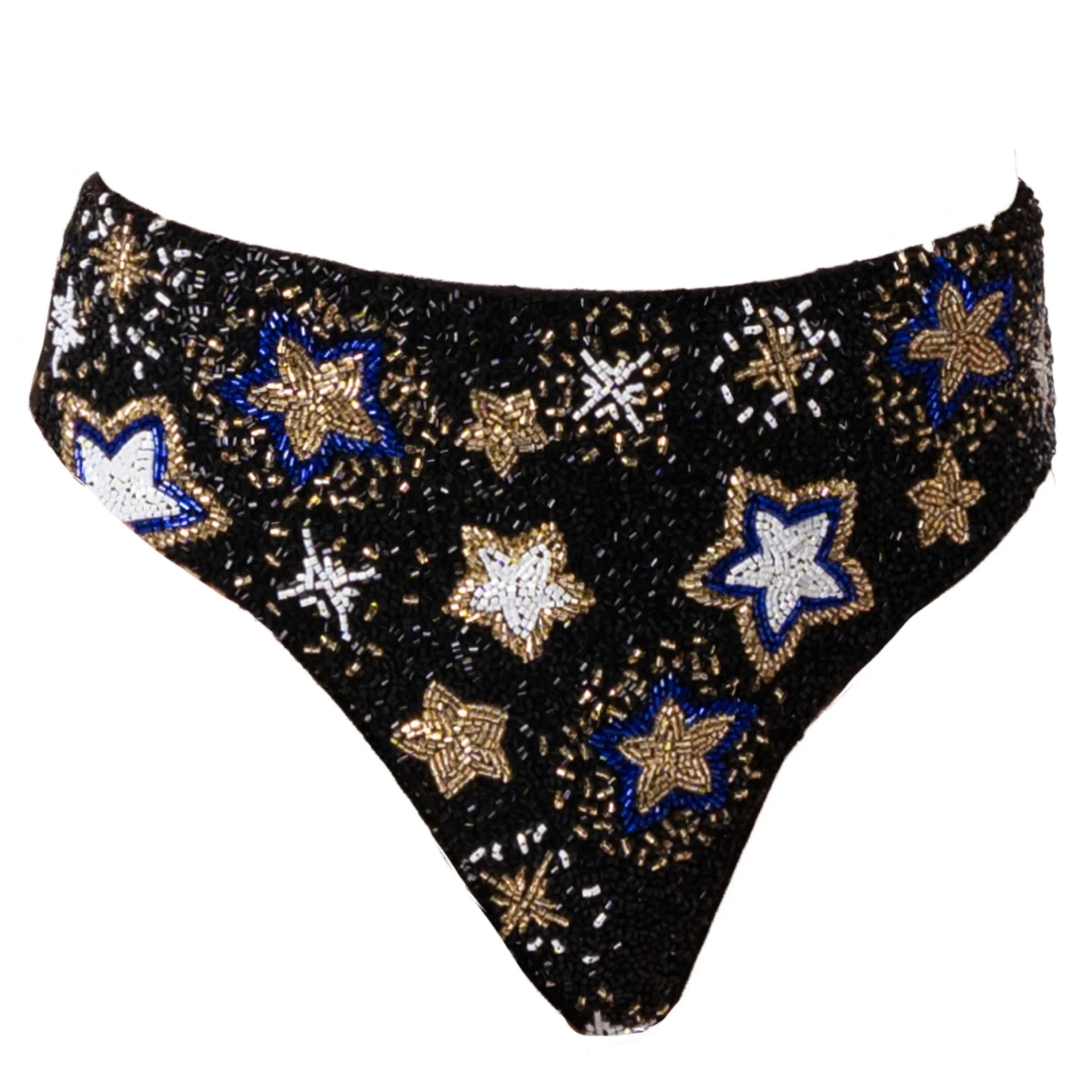 Celeste Hand-Beaded Embellished Bikini Bottom | Black