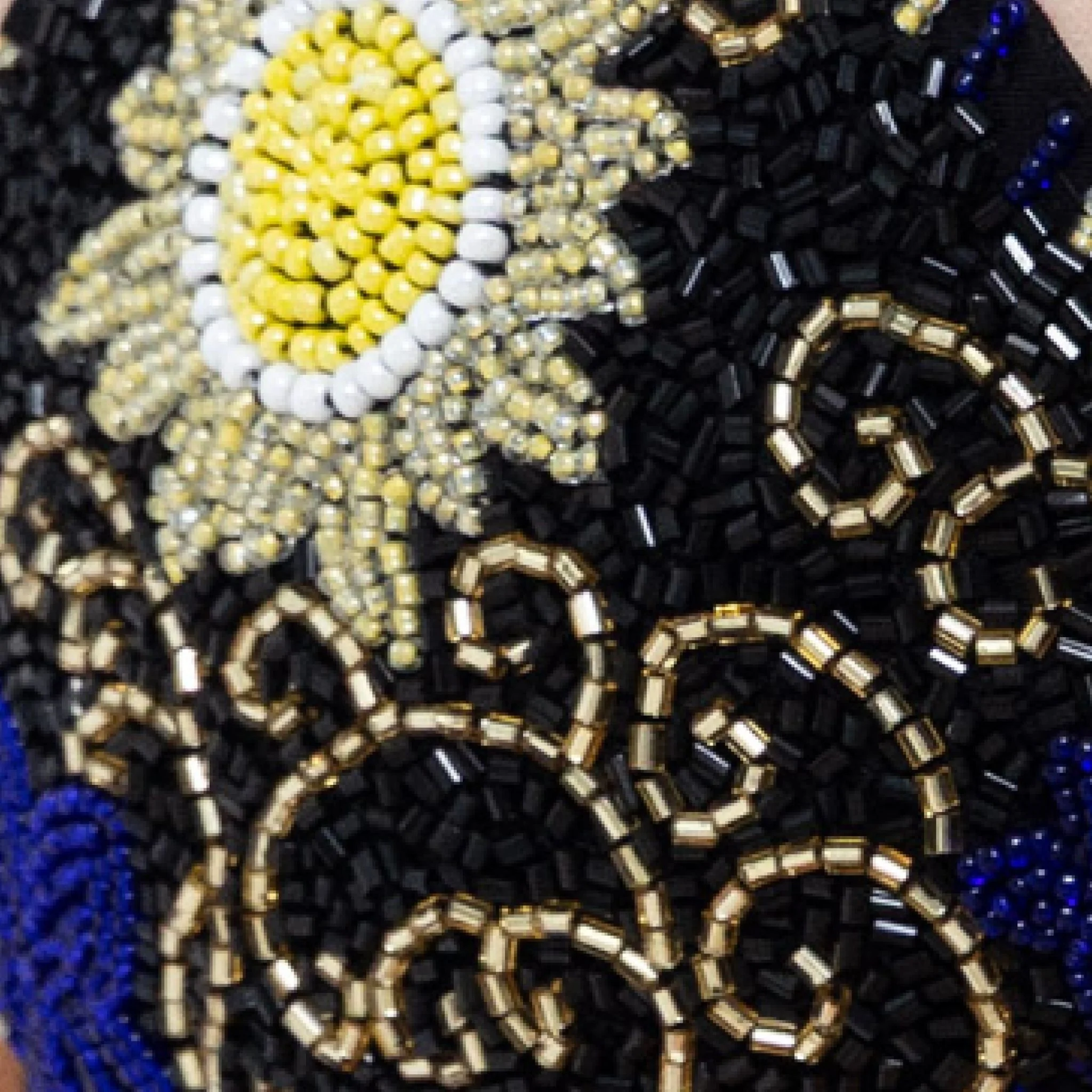Dark Tide Hand-Beaded Embellished Bikini Top | Black - Image 4