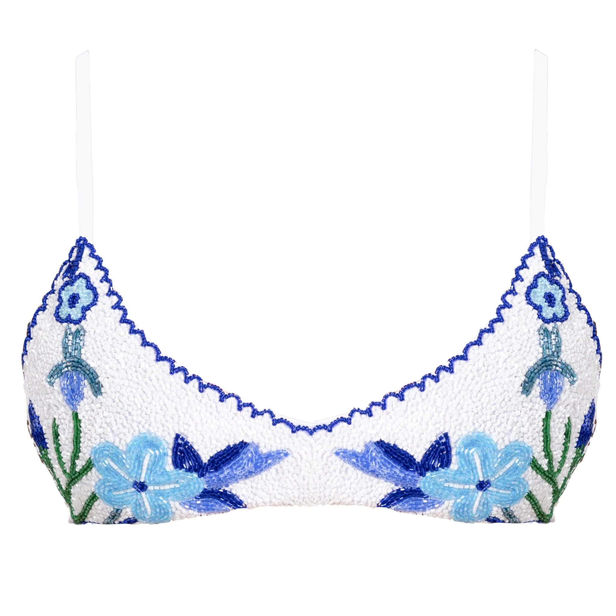 Euro Summer Hand-Beaded Embellished Bikini Top | Blue