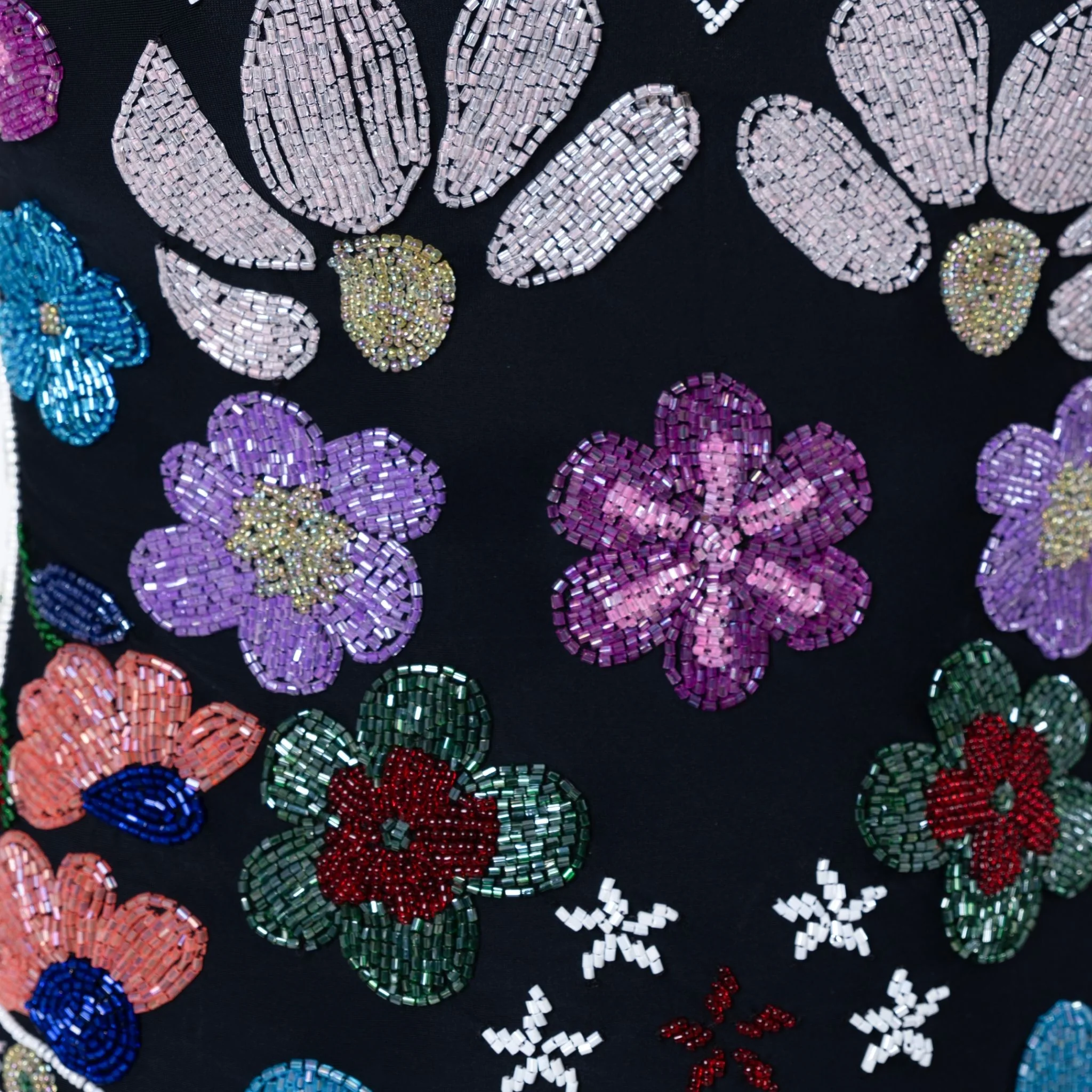 Flower Hand-Beaded Embellished One-Piece Swimsuit | Black - Image 4