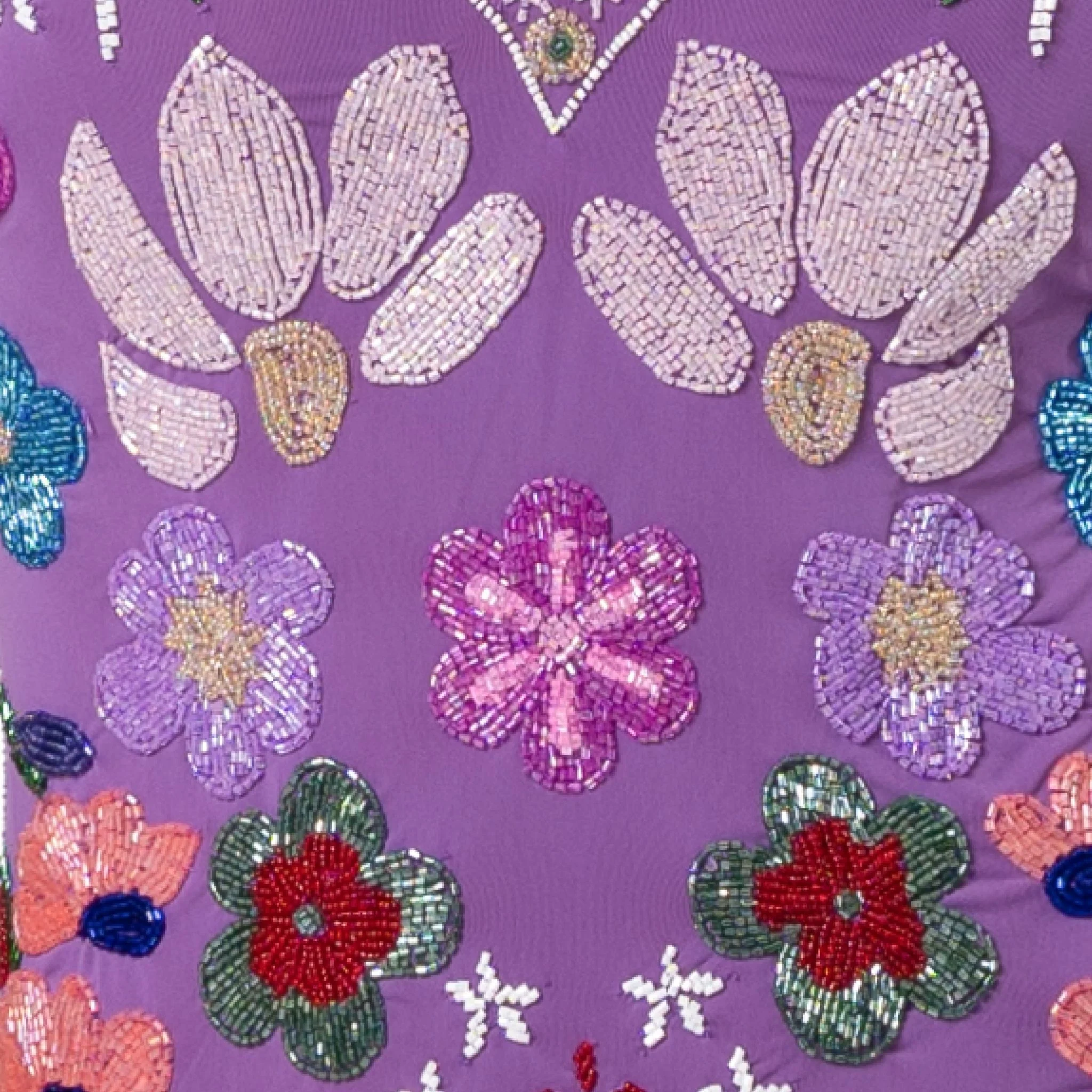 Flower Hand-Beaded Embellished One-Piece Swimsuit | Purple - Image 5