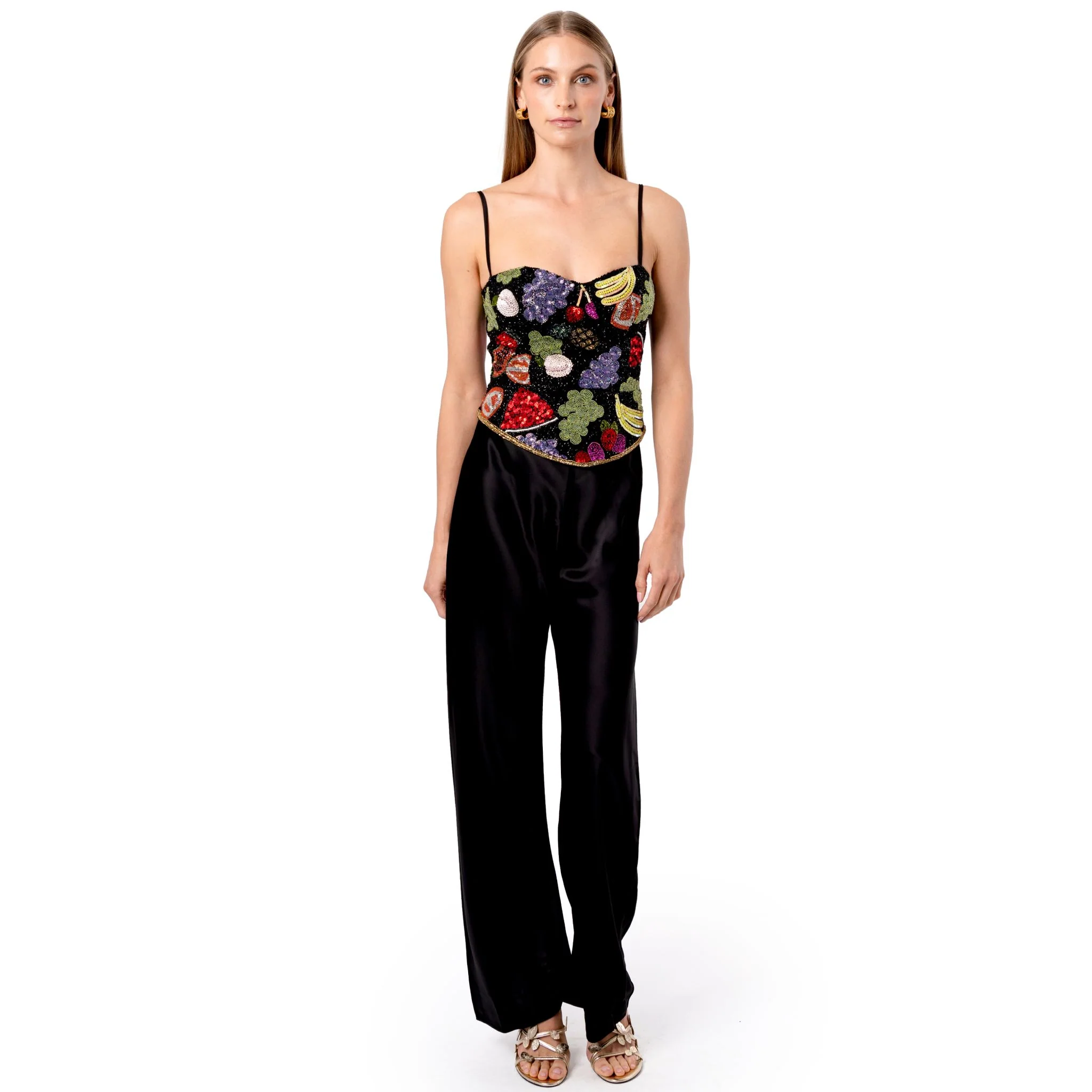 Fruit Hand-Beaded Embellished Corset Top | Black - Image 2