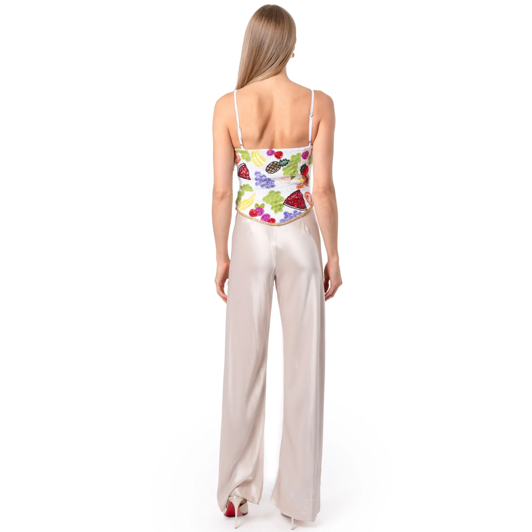 Fruit Hand-Beaded Embellished Corset Top | White - Image 4