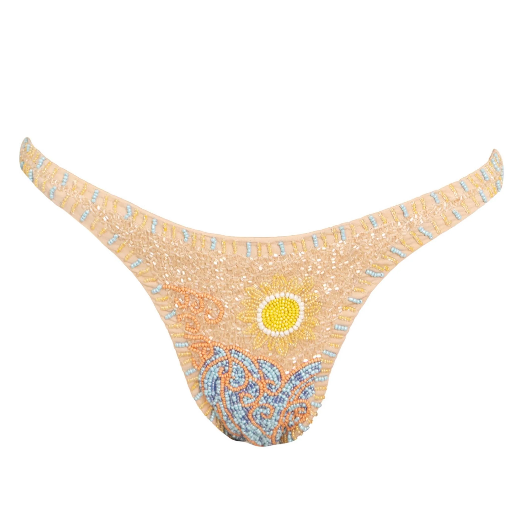 High Tide Hand-Beaded Embellished Bikini Bottom | Sand