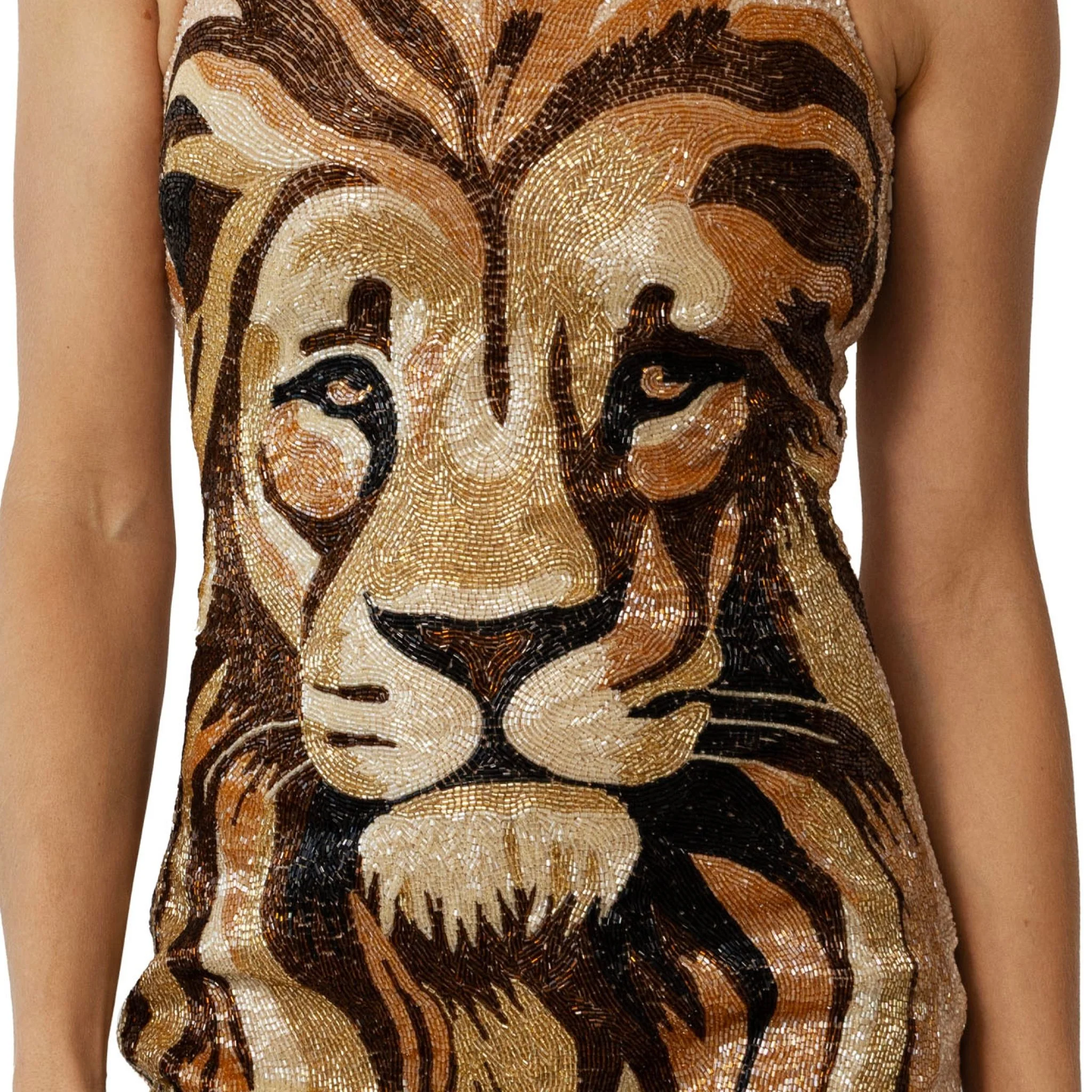 Lion Hand-Beaded Embellished Mini Dress - Image 5