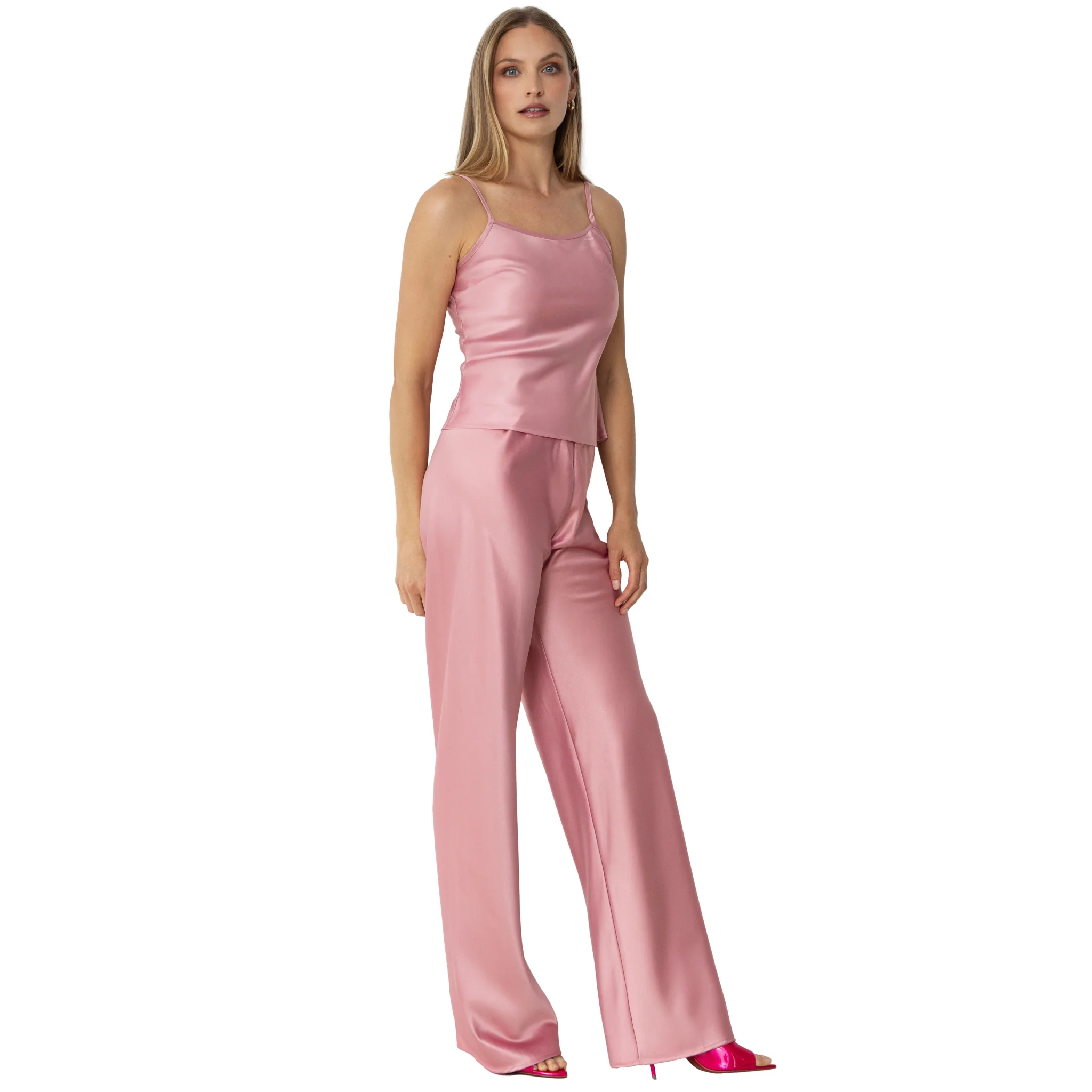 Olivette Satin Pants | Blush Pink - Image 2