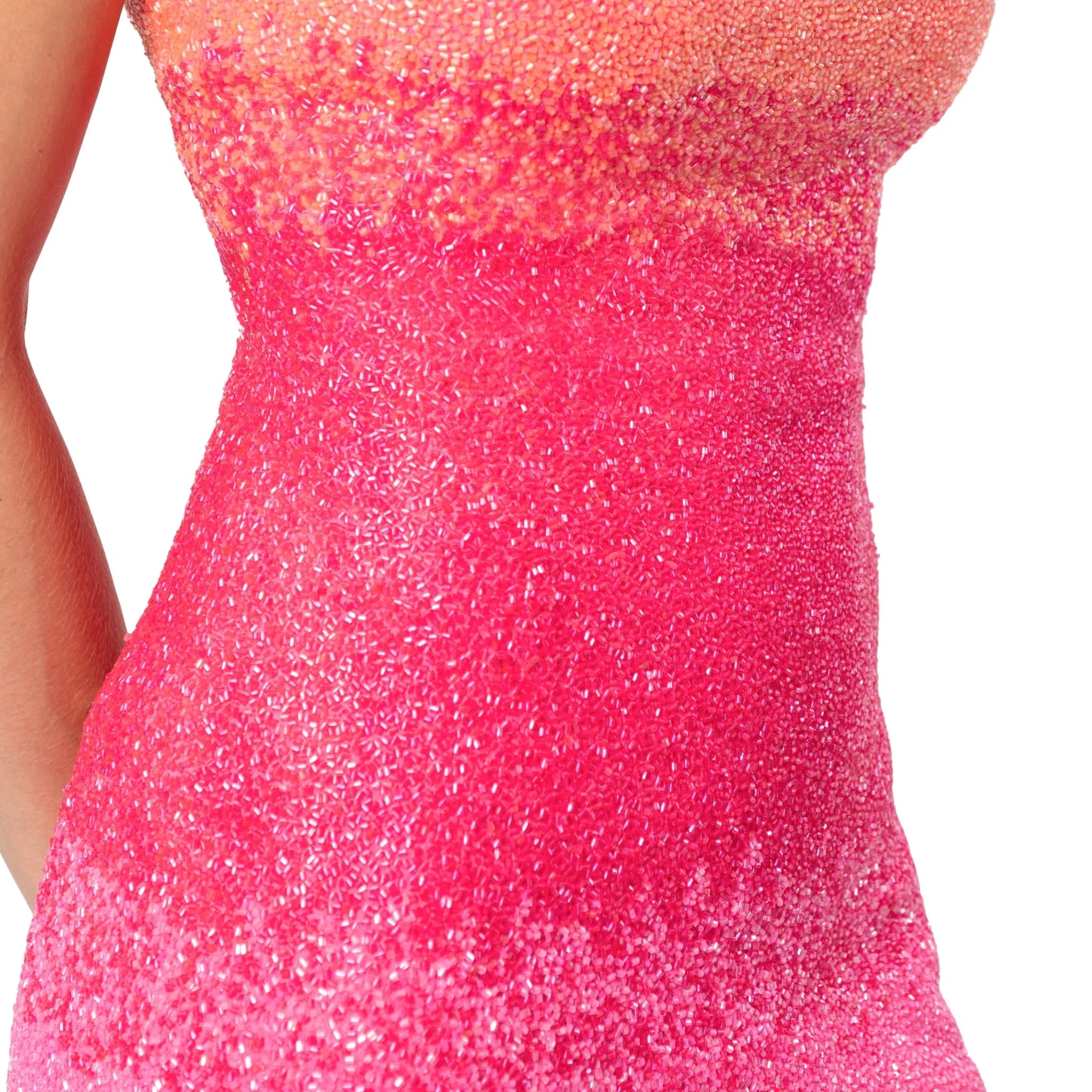 Ombre Hand-Beaded Embellished Mini Dress - Image 5