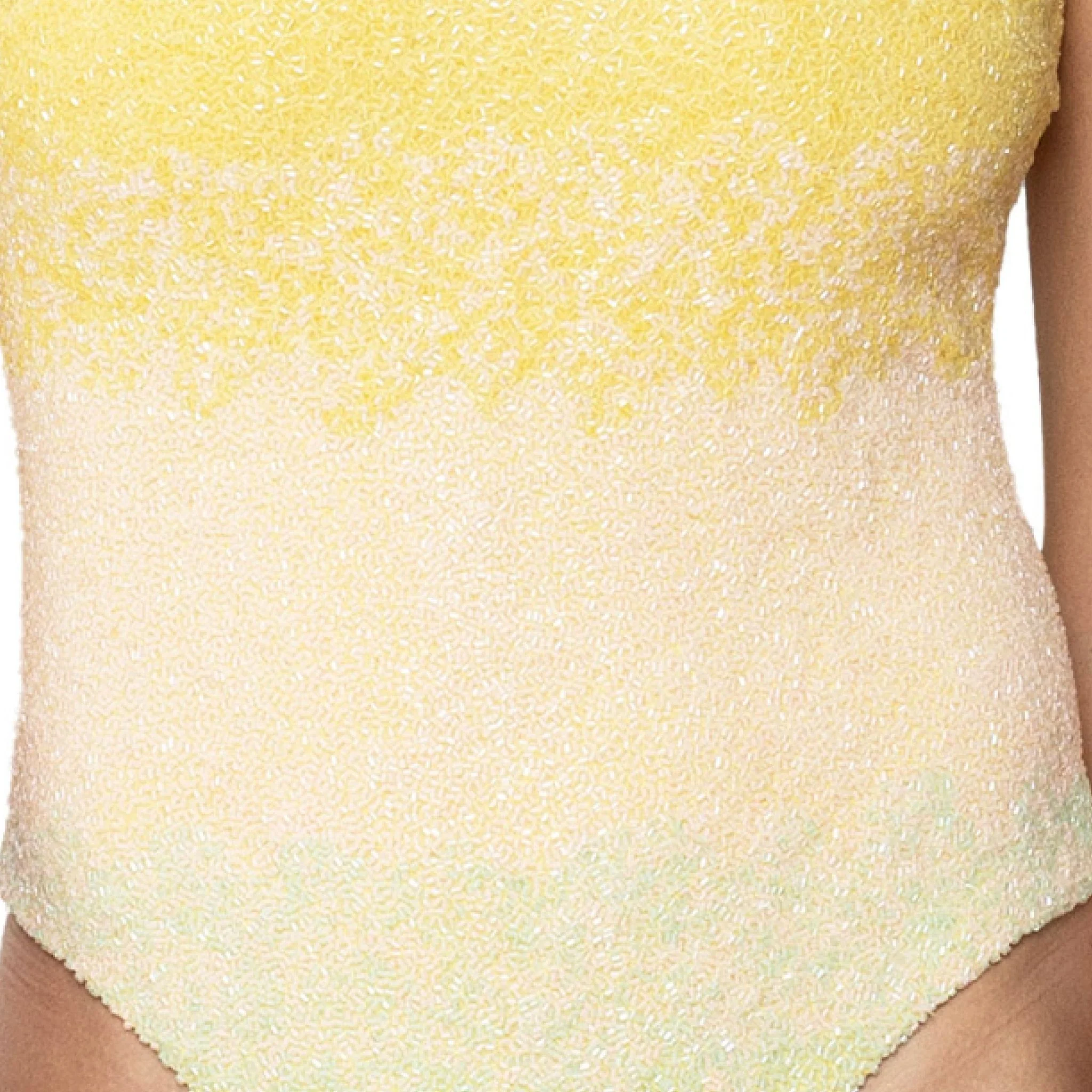 Ombre Hand-Beaded Embellished One-Piece Swimsuit | Yellow - Image 5