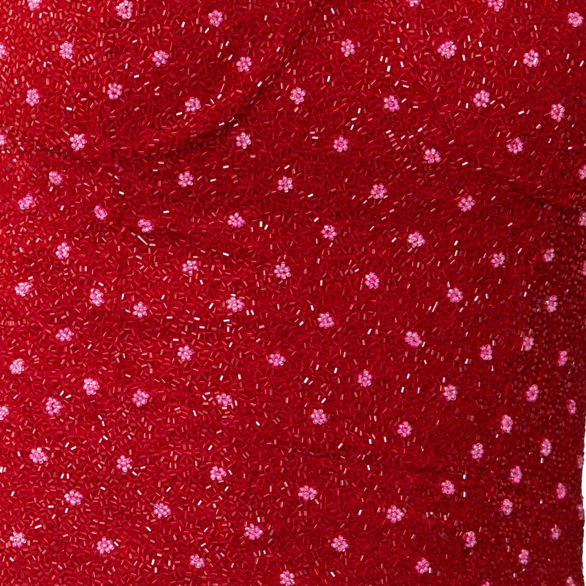 Perla Hand-Beaded Embellished Corset Top | Red - Image 5