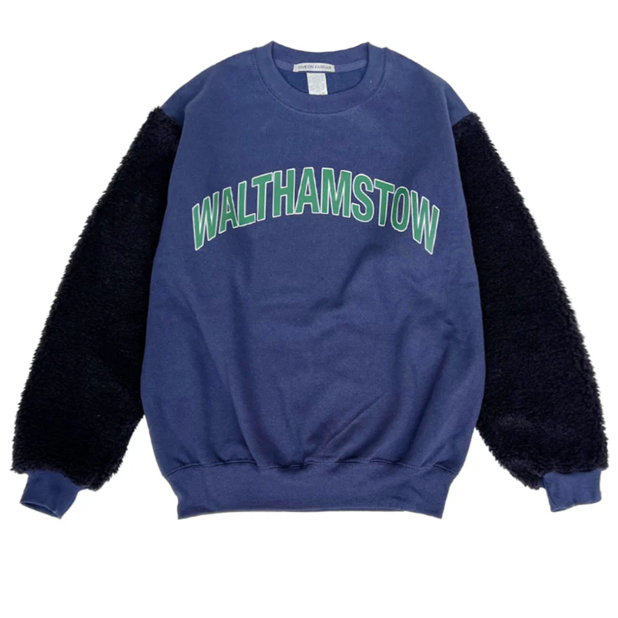 Fur Sleeve Sweatshirt | Navy