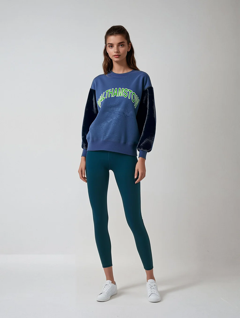 Fur Sleeve Sweatshirt | Navy - Image 2