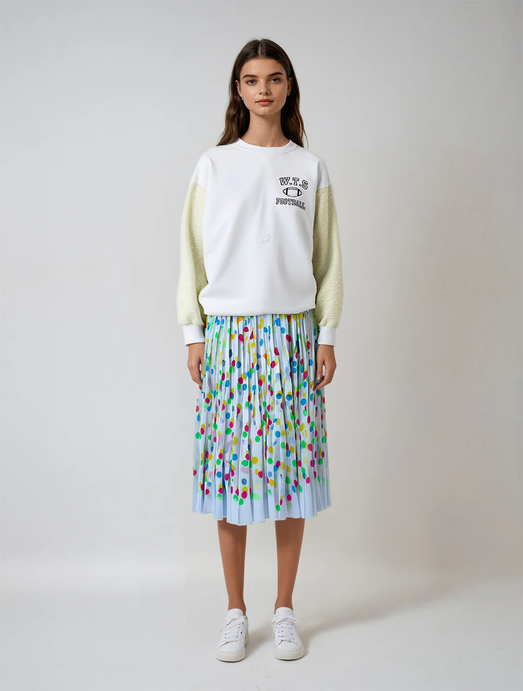 Fur Sleeve Sweatshirt | White - Image 3