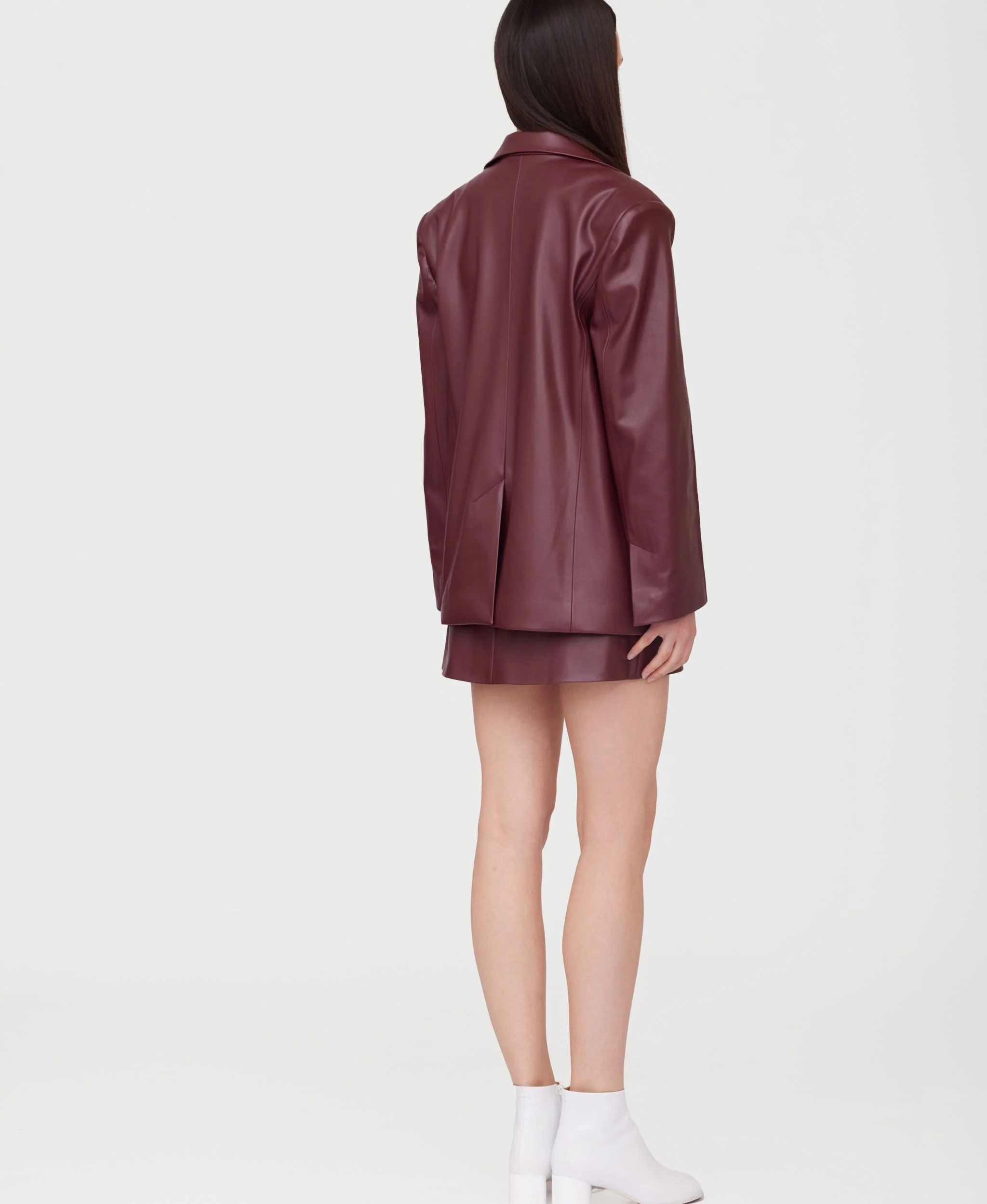 Eco Leather Blazer | Burgundy - Image 10