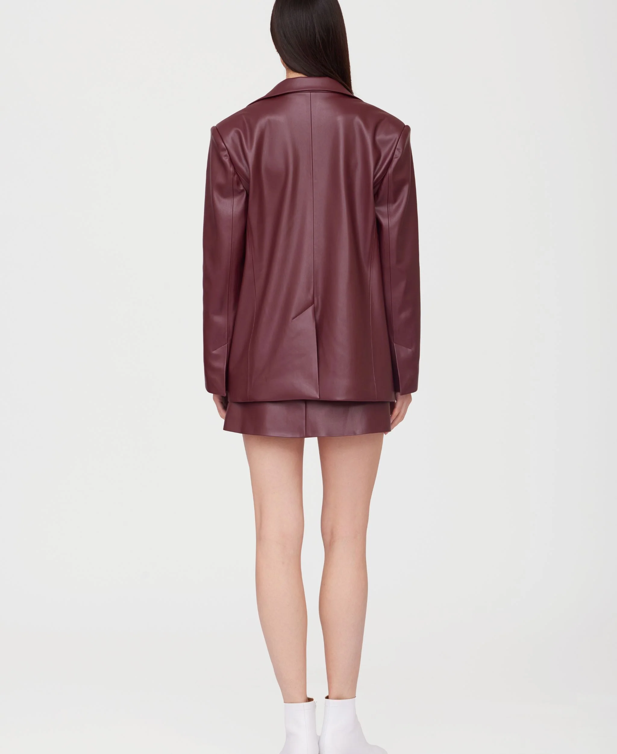Eco Leather Blazer | Burgundy - Image 9