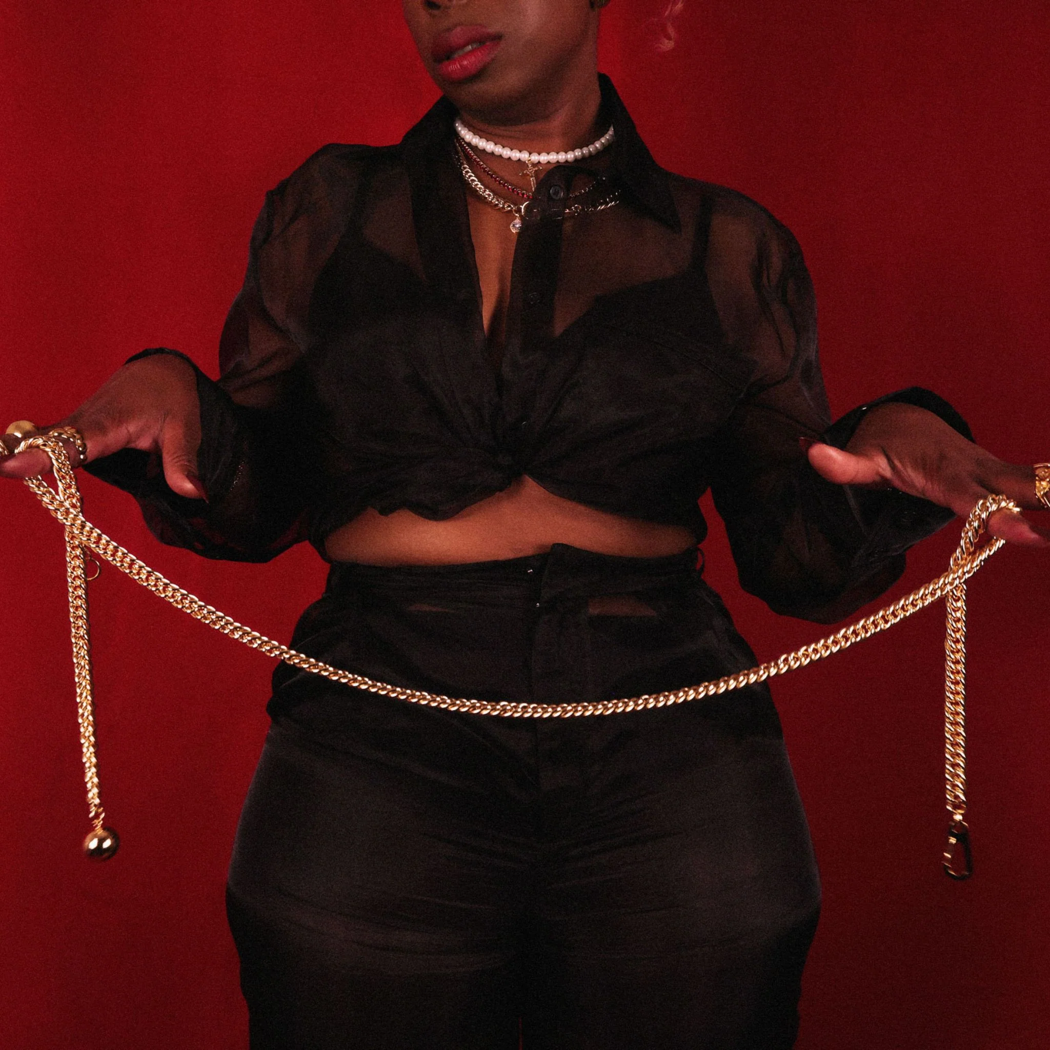 Chunky Gold Cuban Link and Ball Belt - Image 3