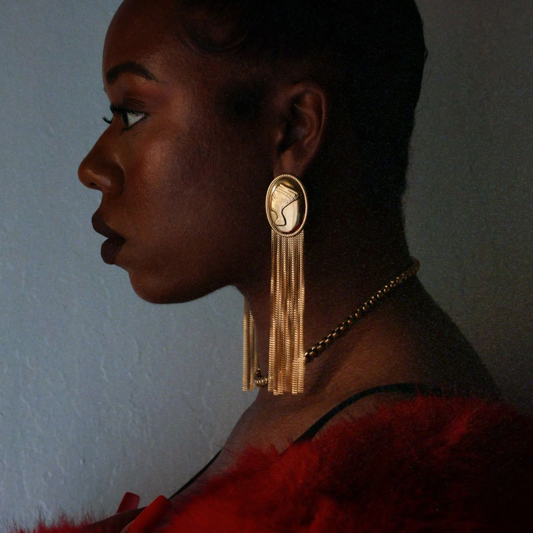 Nefertiti Bust Fringe Earrings - Image 2