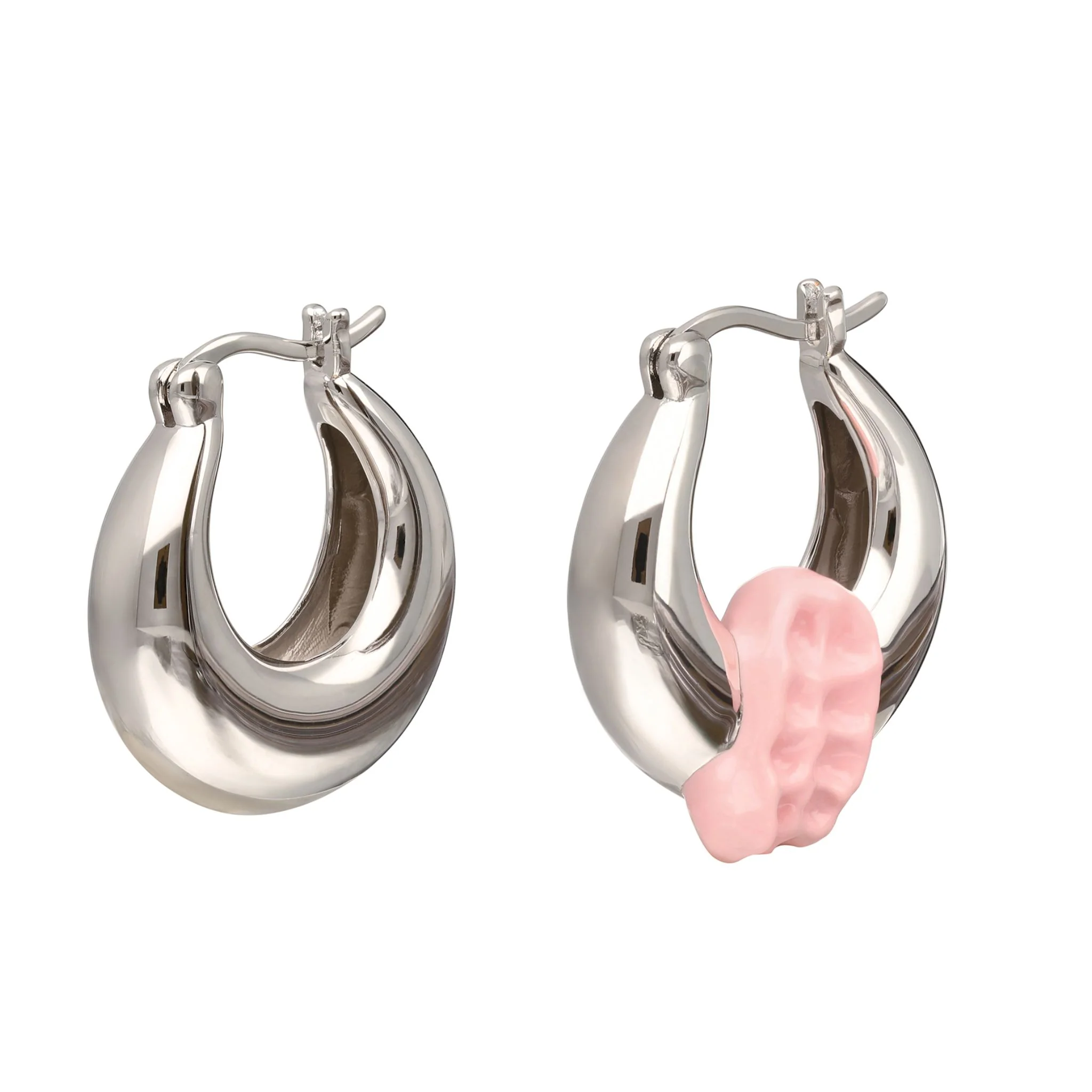 Pink Chewed Gum Hoop Poppy Earrings - Image 3