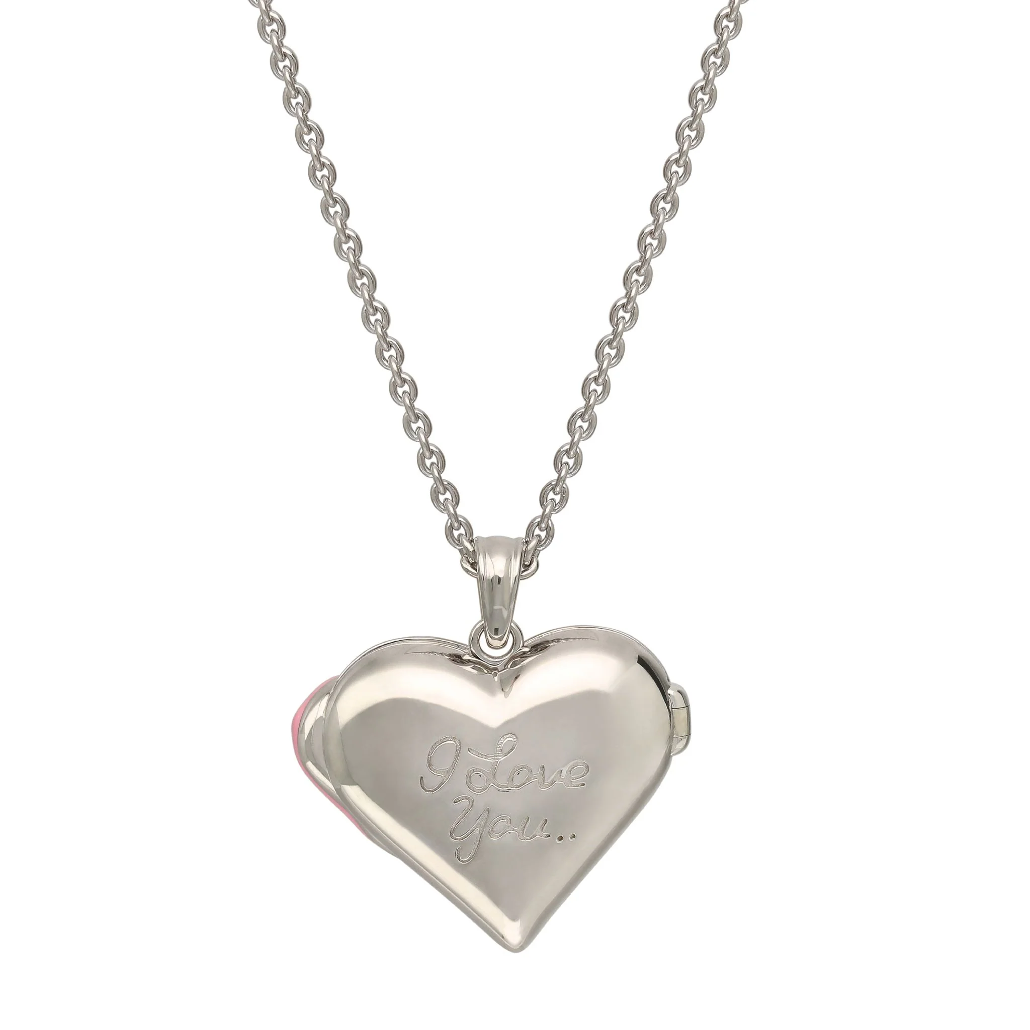 Pink Enamel Gum Heart Locket Necklace - Image 4