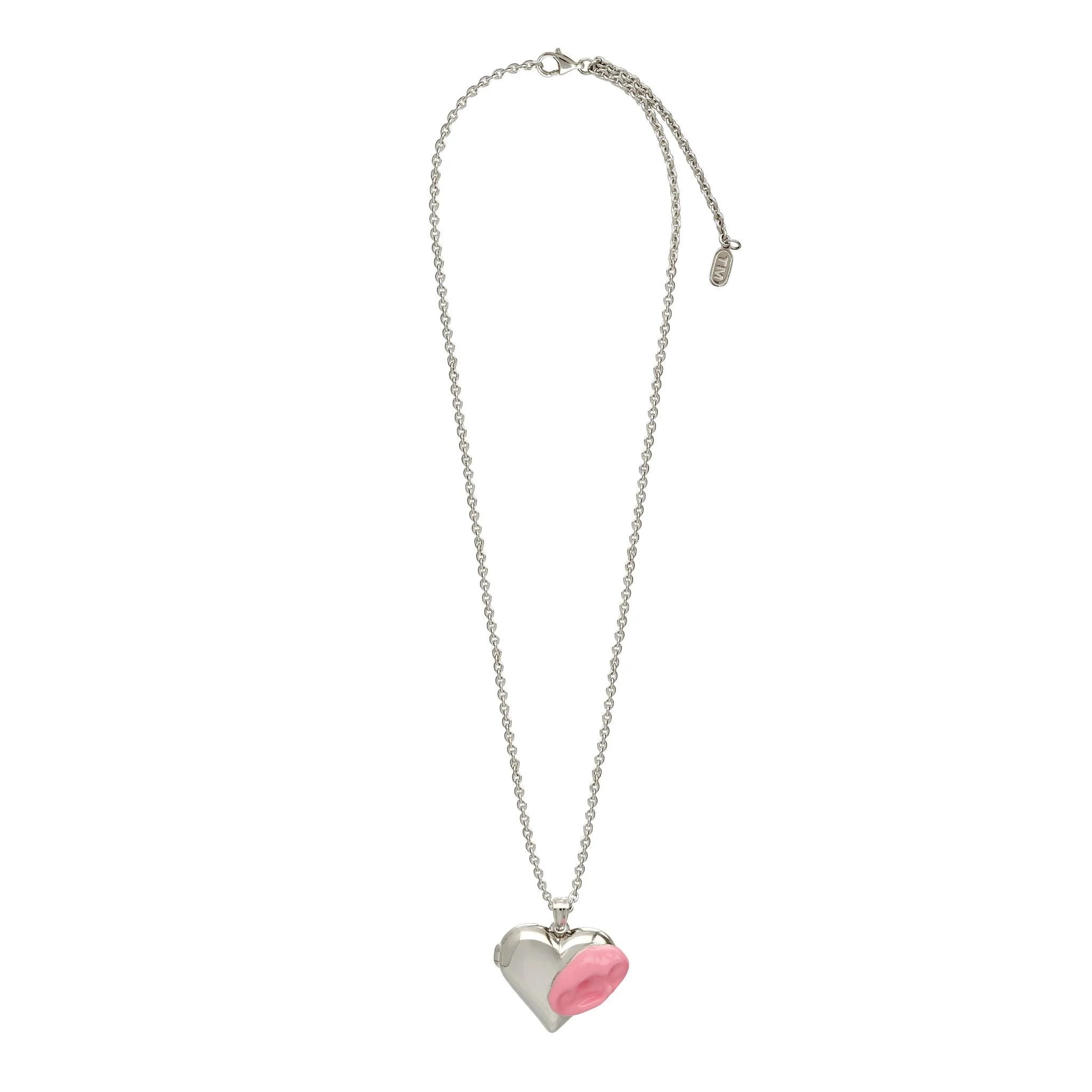Pink Enamel Gum Heart Locket Necklace - Image 6