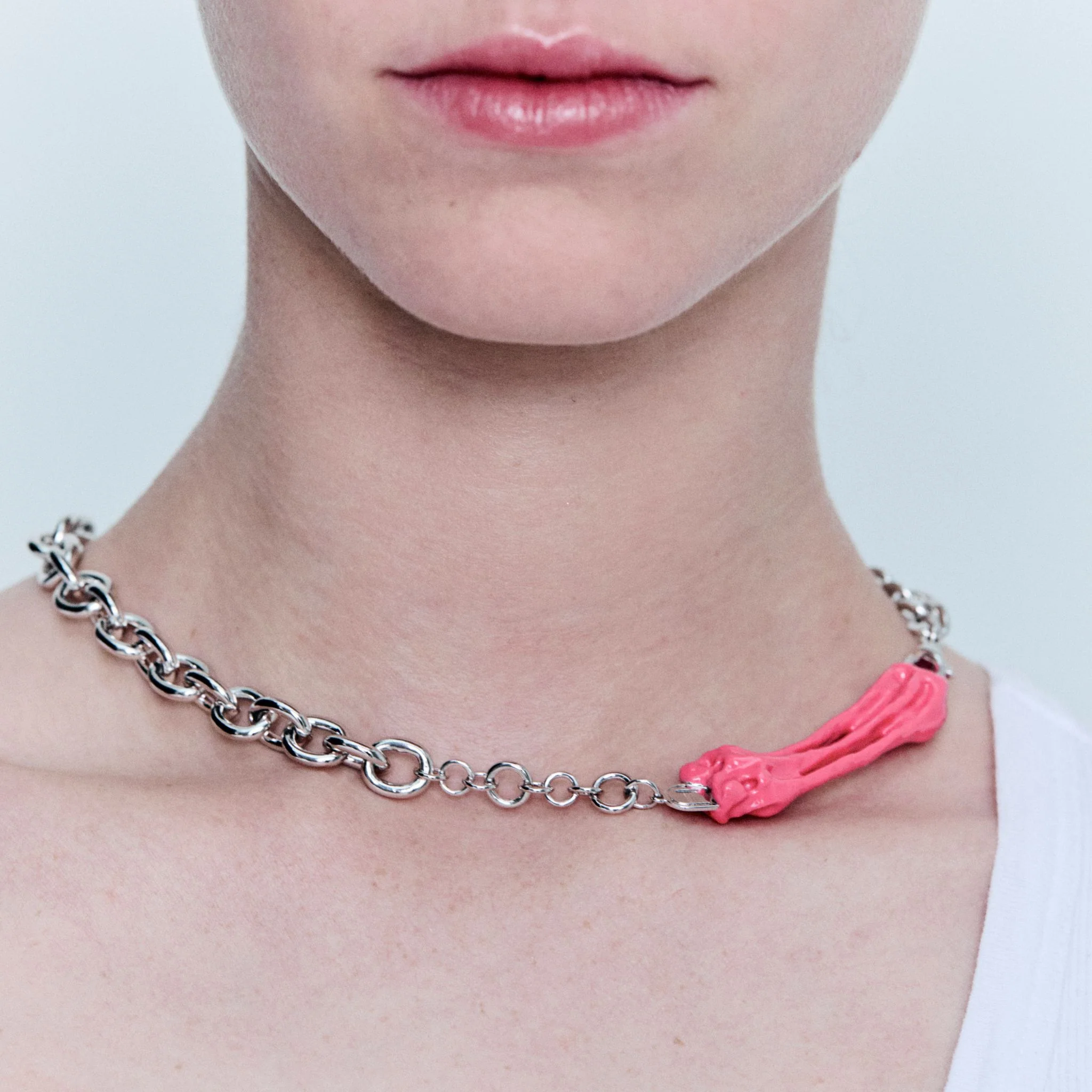 Pink Stretched Gum Choker Mike Necklace - Image 2