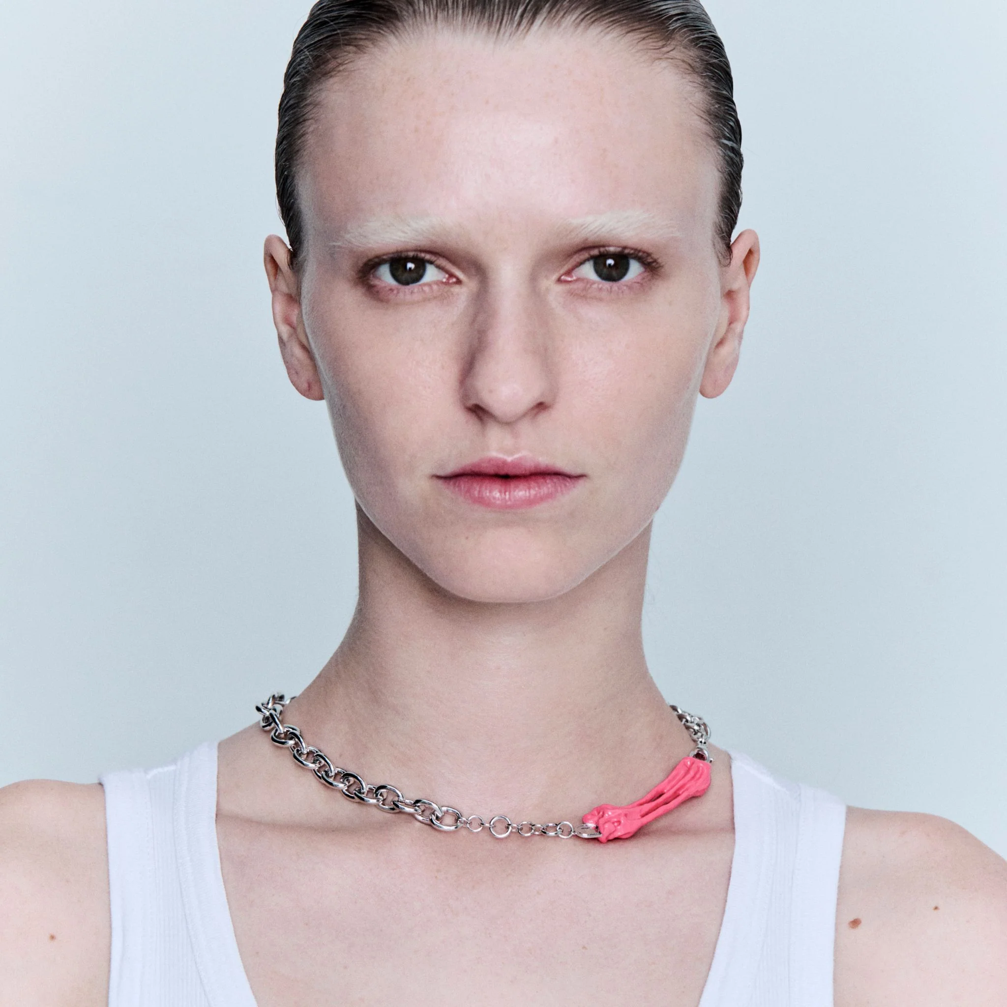 Pink Stretched Gum Choker Mike Necklace - Image 3