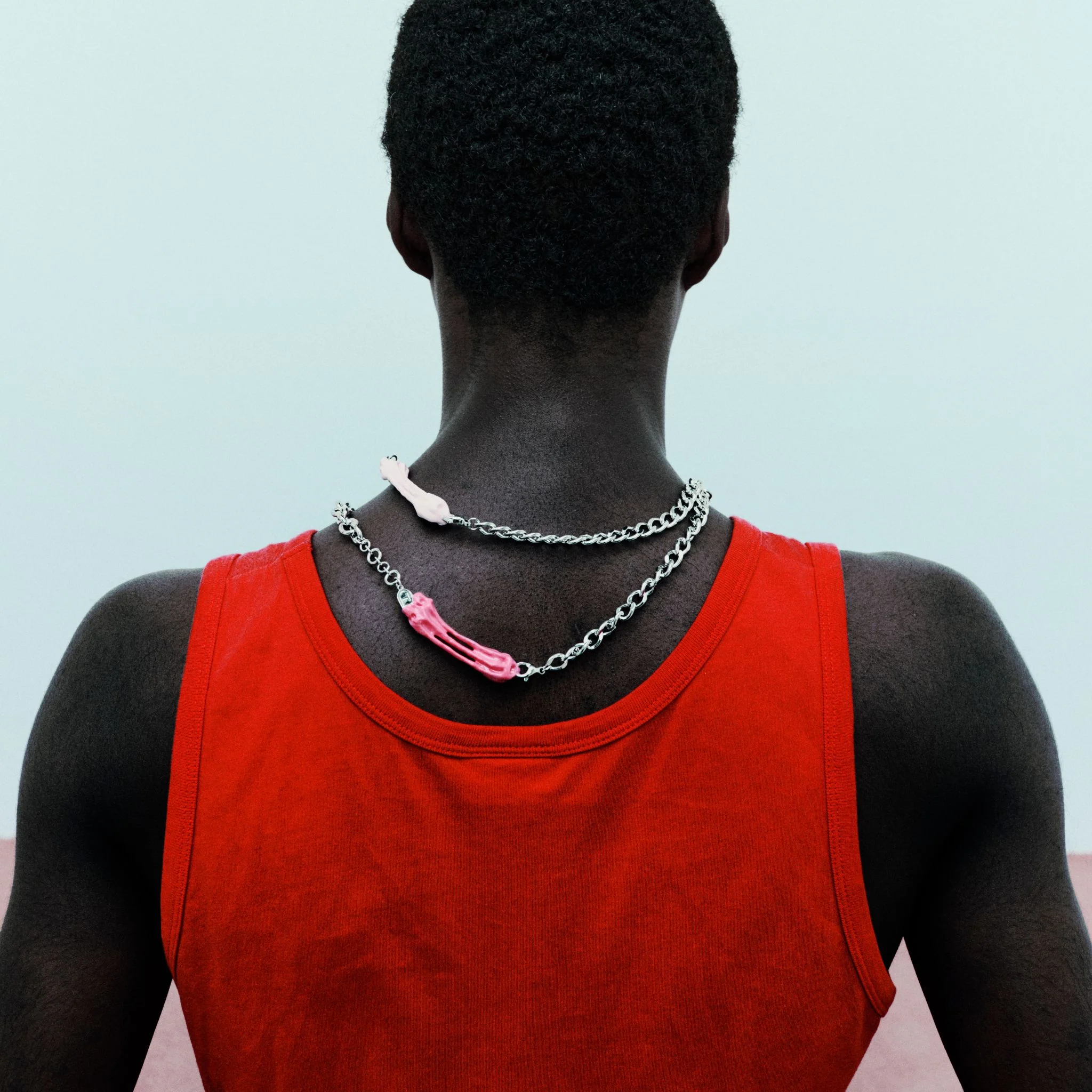 Pink Stretched Gum Choker Mike Necklace - Image 4