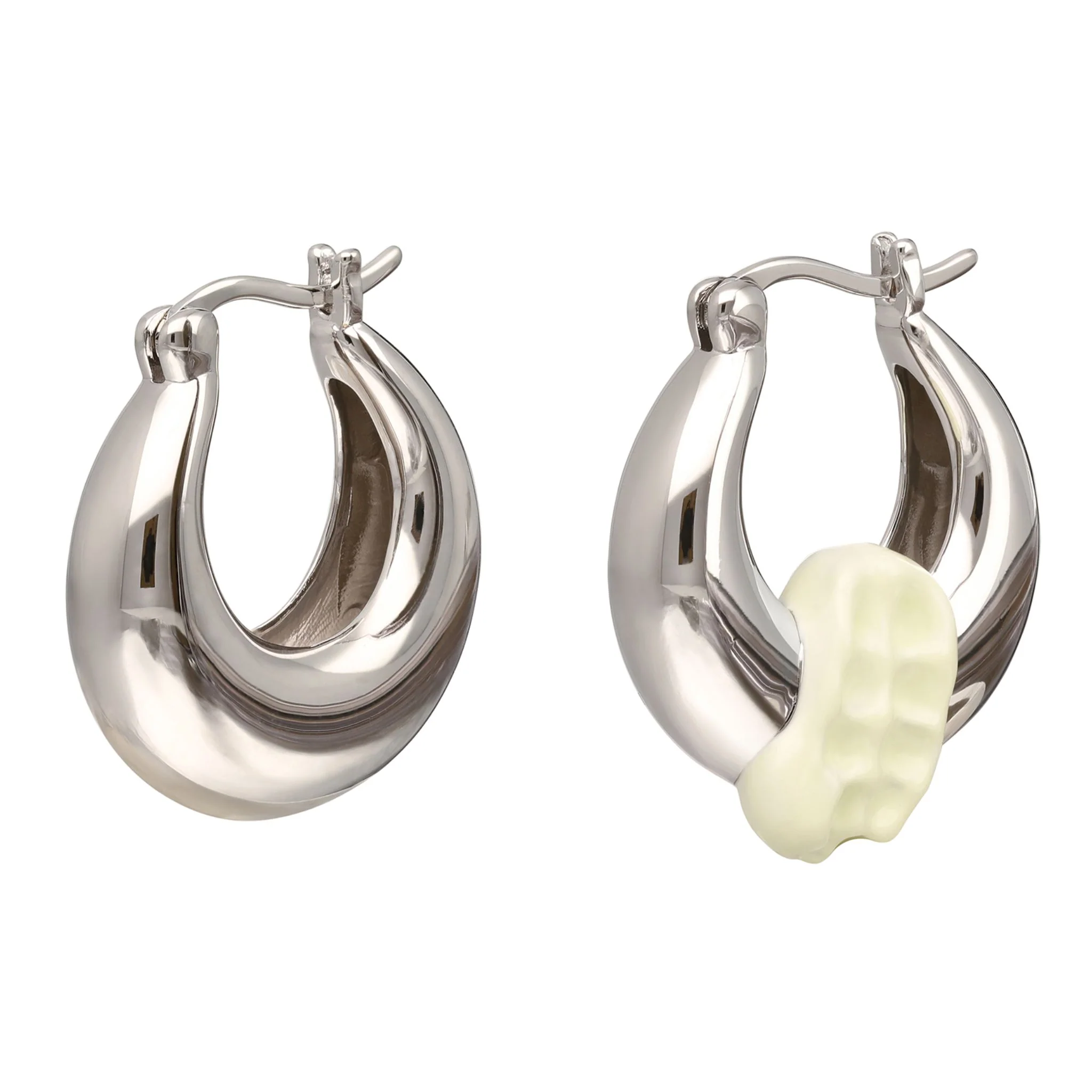 White Chewed Gum Hoop Poppy Earrings - Image 3
