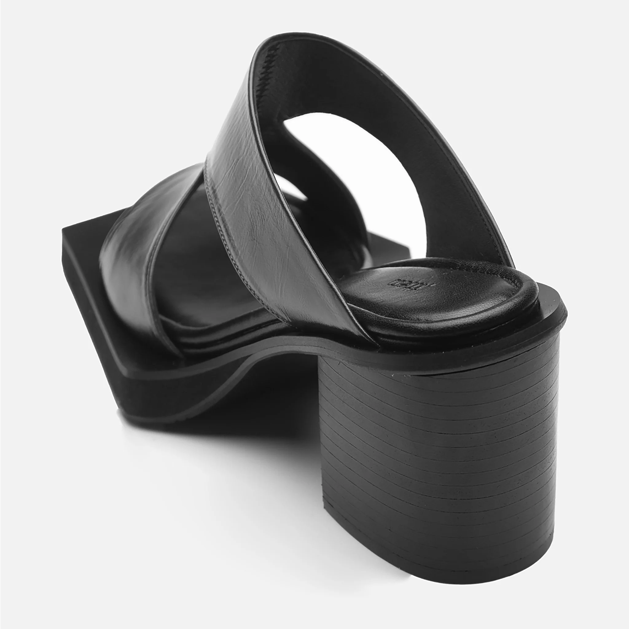 Black Block‑Heel Cutout 
Leather Mules - Image 5