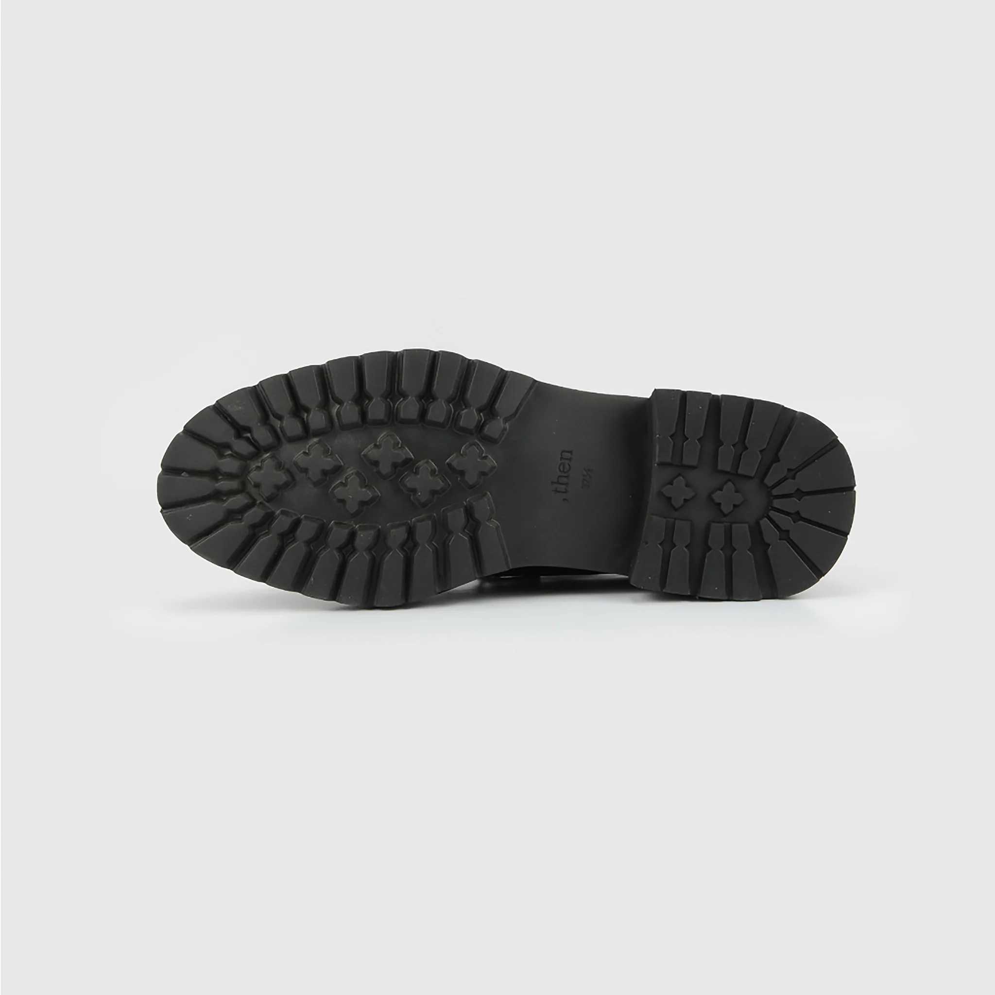 Black Chunky Leather 
Derby Shoes with Lug Sole - Image 6