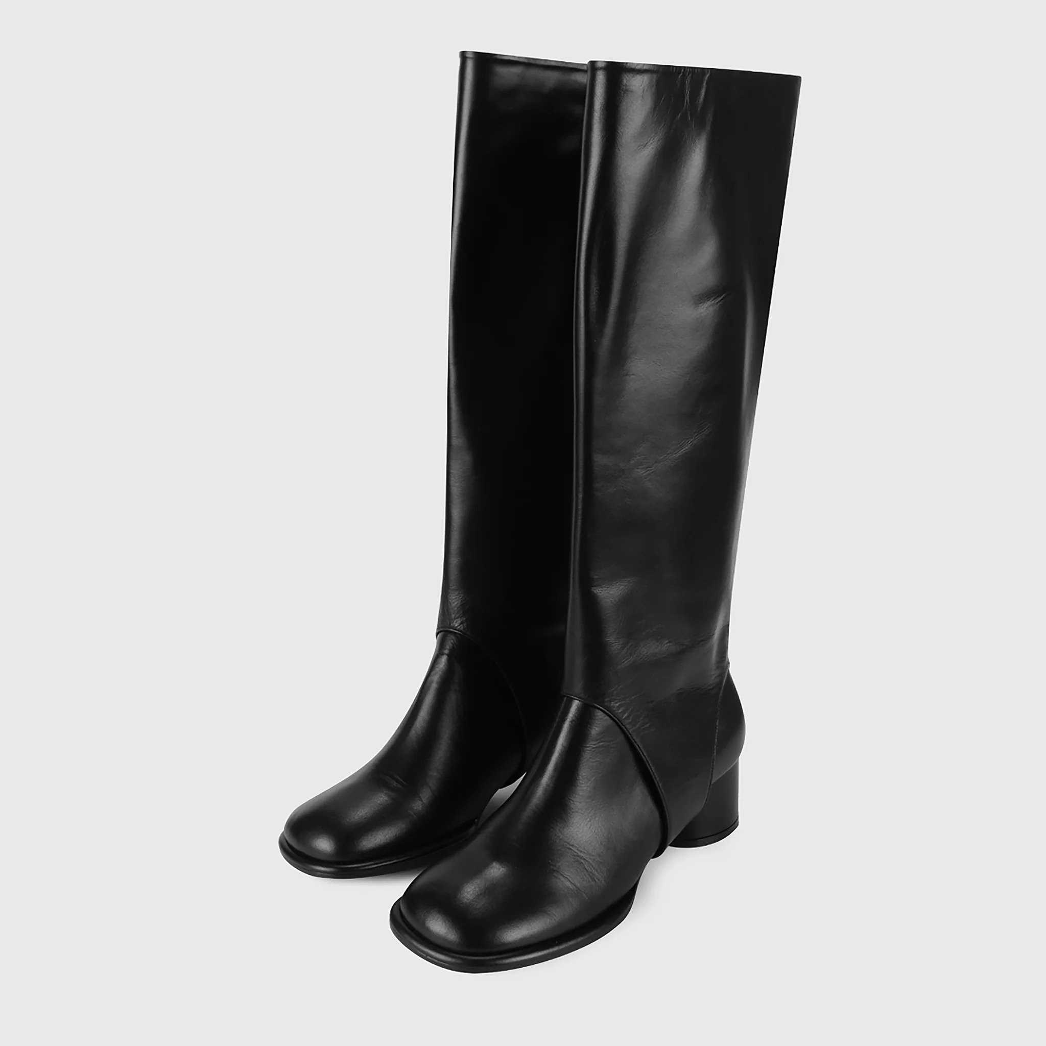 Black Convertible Knee‑High 
Leather Boots - Image 2