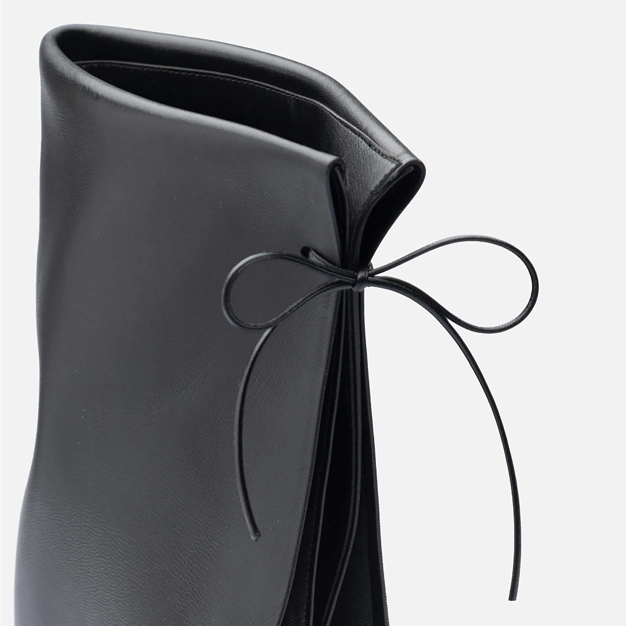 Black Convertible Mid-Calf Leather Boots with Cover - Image 10