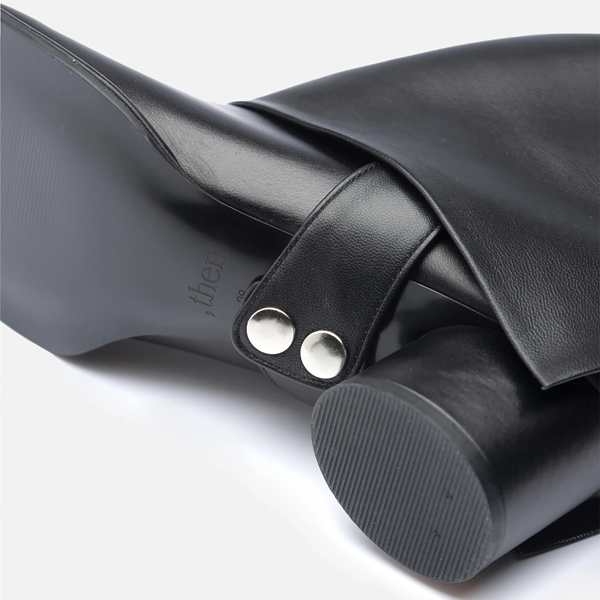 Black Convertible Mid-Calf Leather Boots with Cover - Image 4