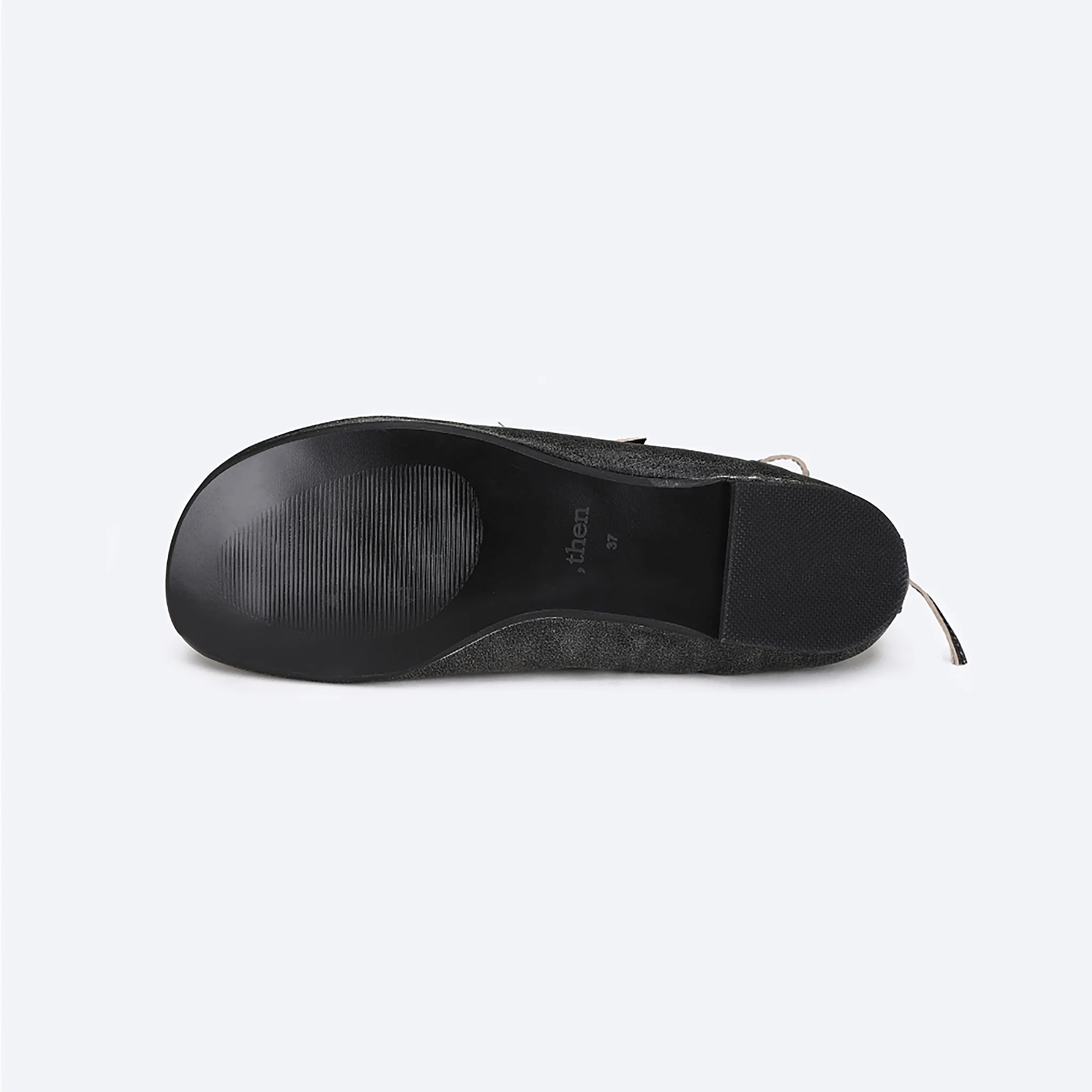 Black Distressed Lace-Up Ballerina Flats - Image 3