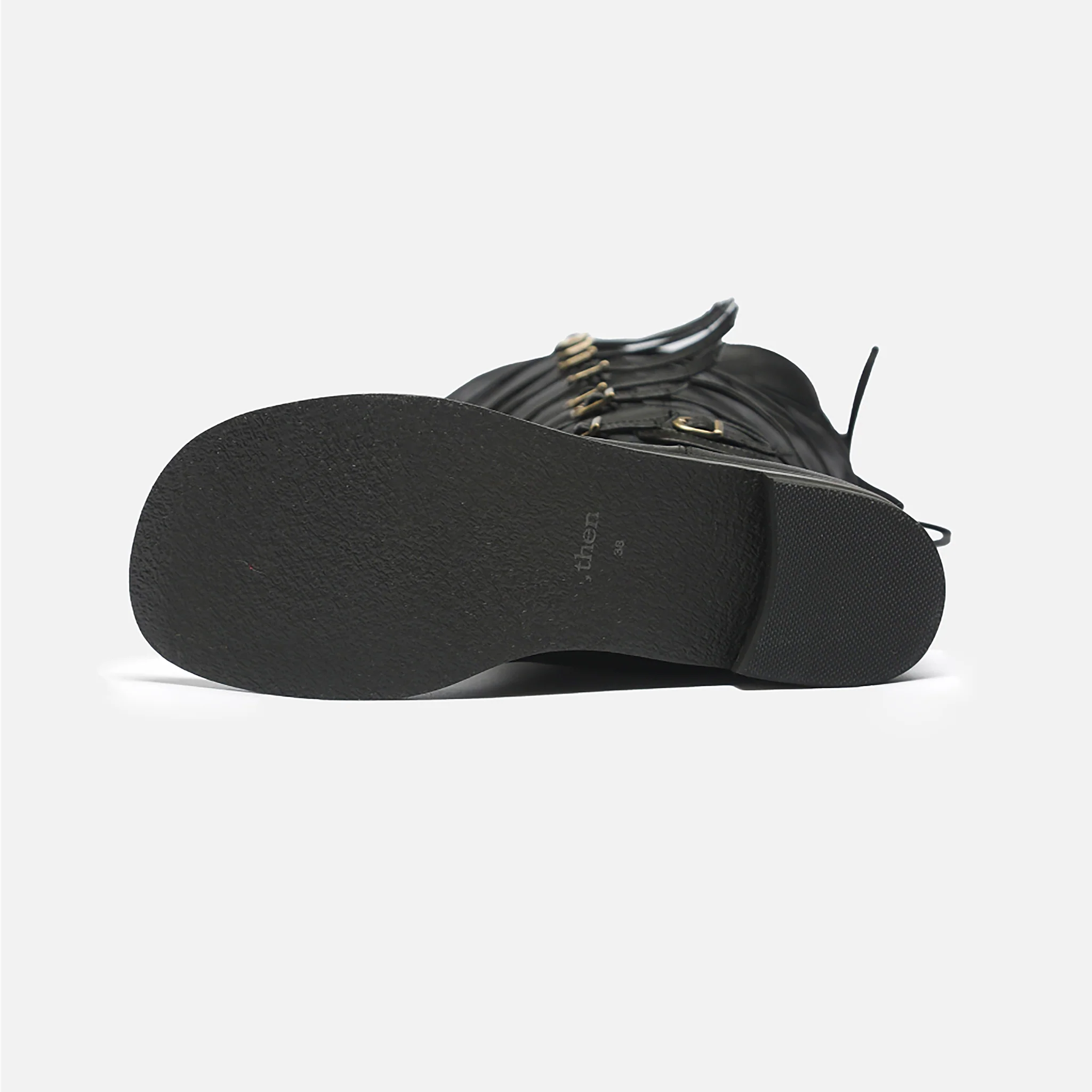 Black Knee‑High 
Leather Multi‑Strap Buckle Boots - Image 6