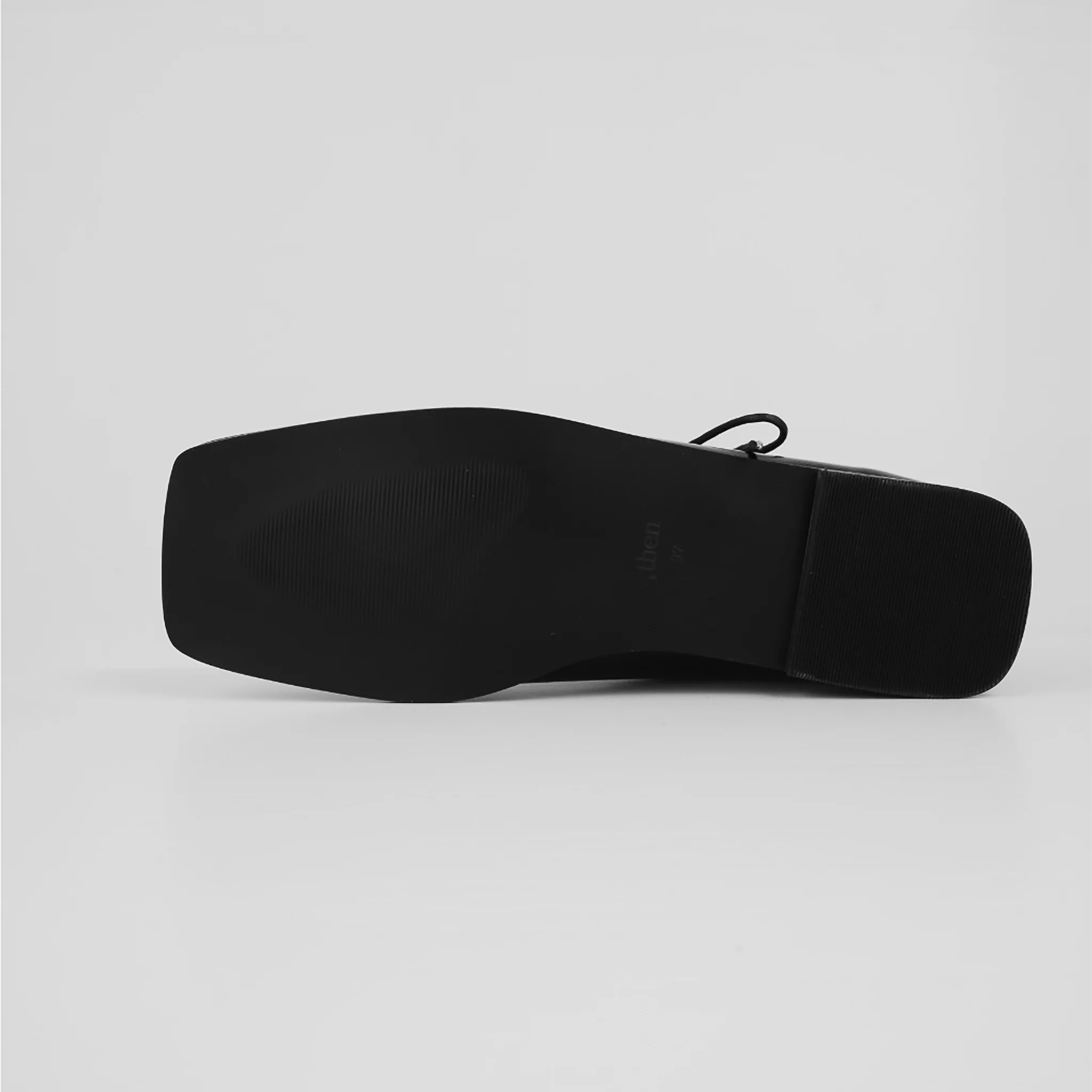 Black Leather Lace-Up Square Toe Shoes with Diagonal Design - Image 4