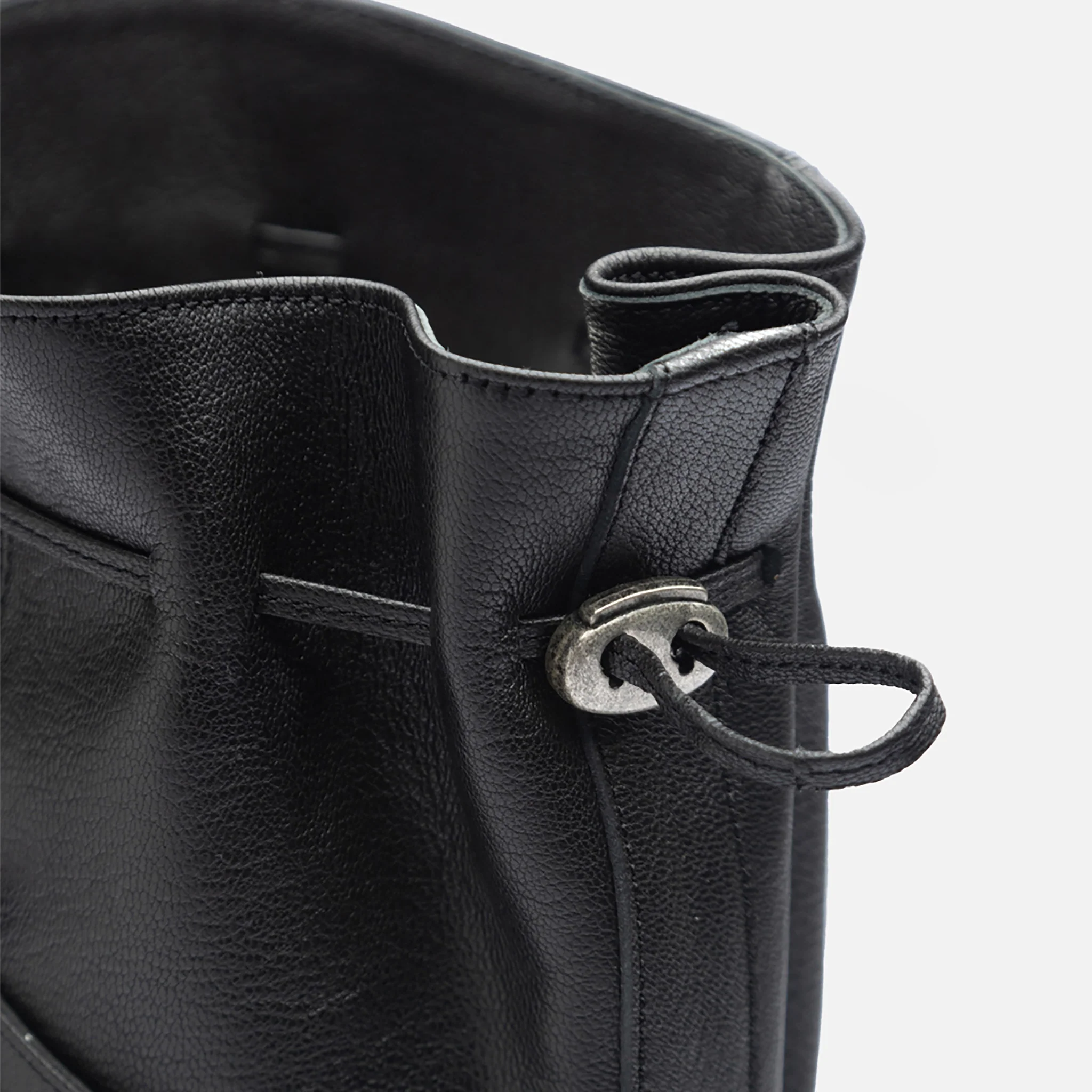 Black Leather 
Multi‑Strap Buckle Mid-Calf Boots - Image 3