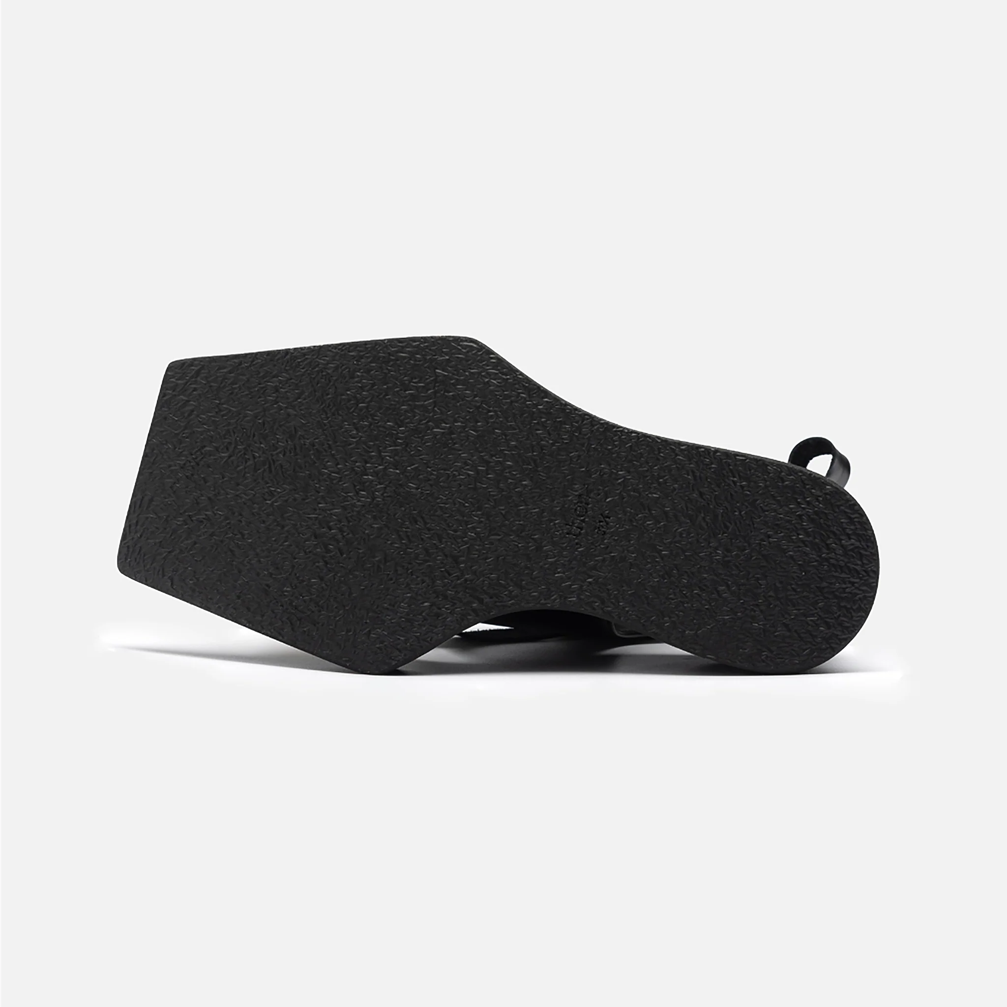 Black Leather Ribbon Strap Platform Sandals - Image 3