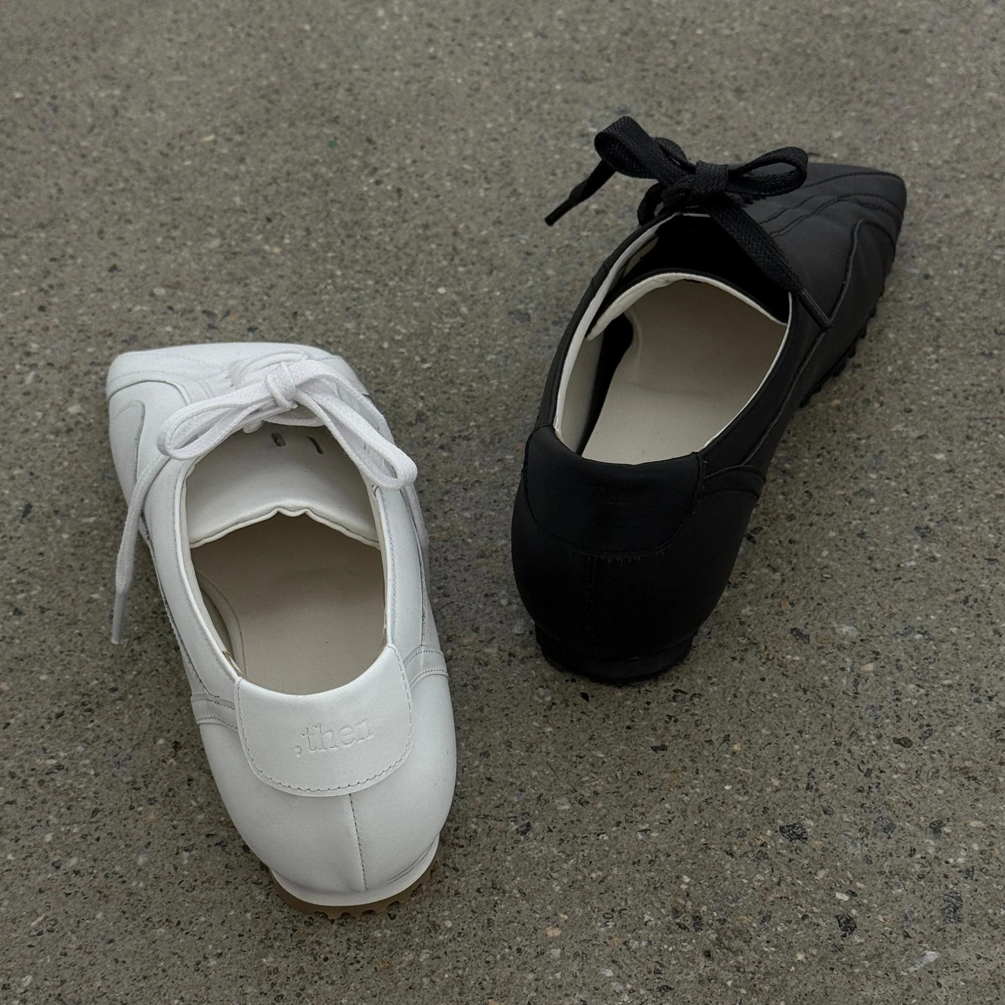 Black Matte Leather Diagonal Design Sneakers - Image 9