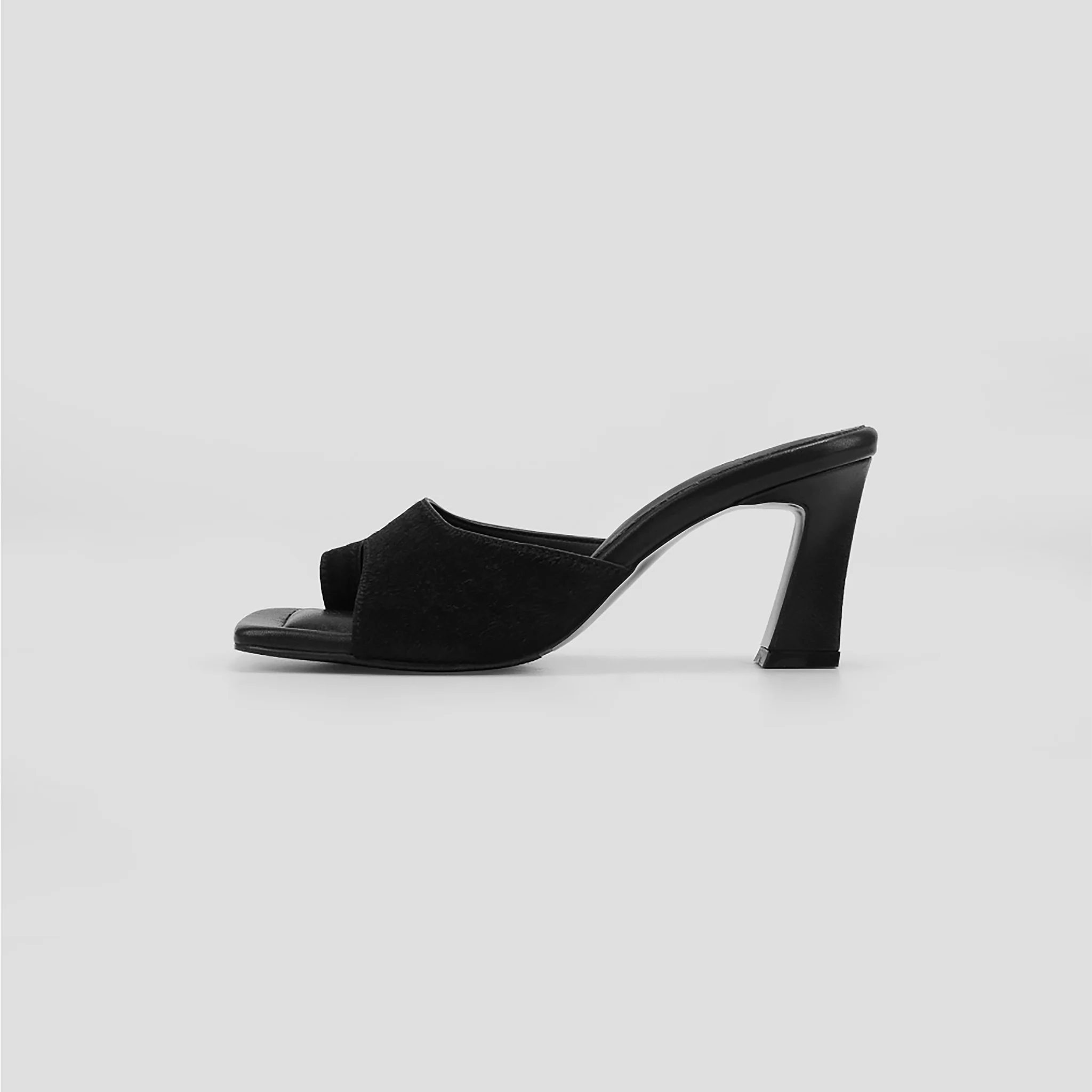 Black Suede Toe-Ring Heeled Mules - Image 4