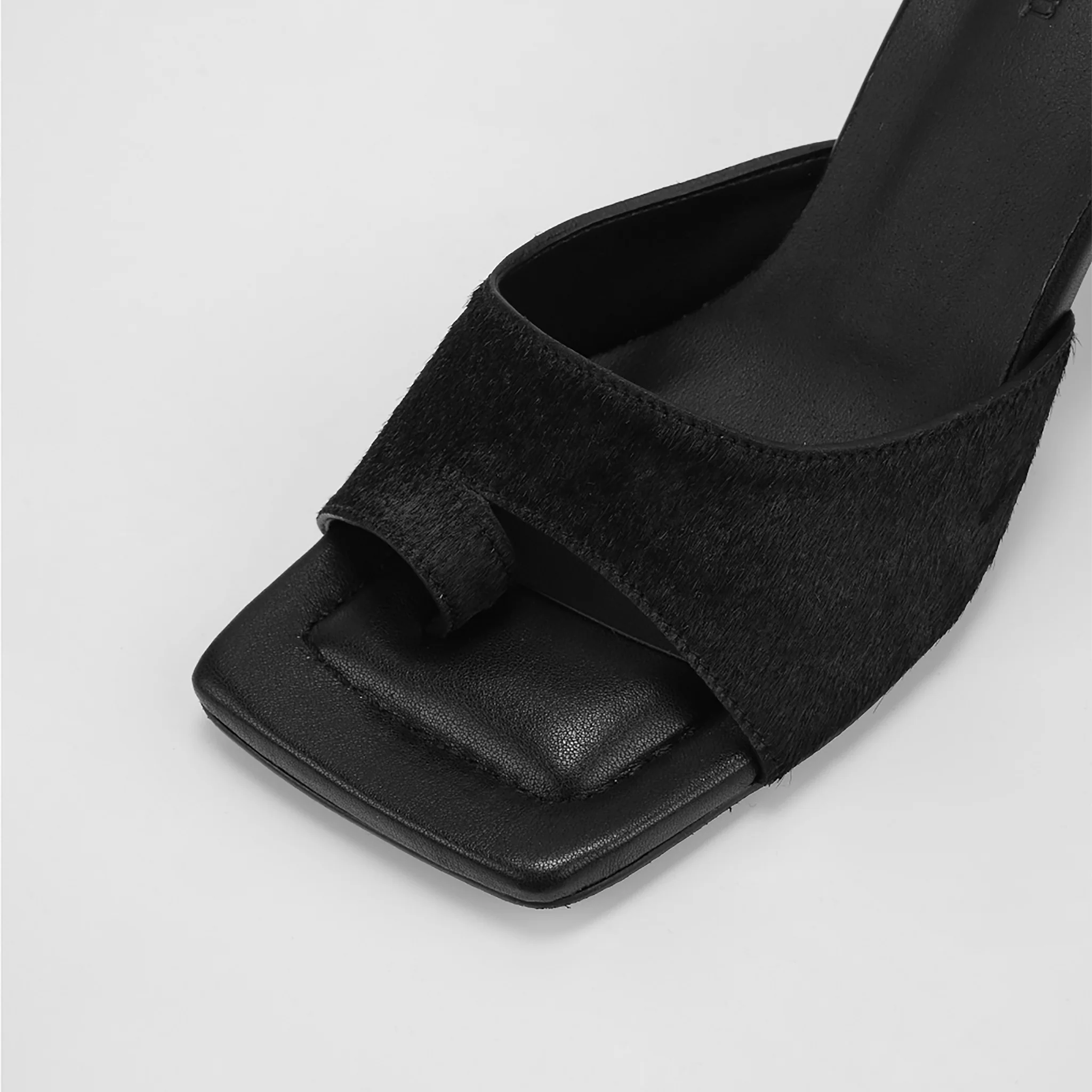 Black Suede Toe-Ring Heeled Mules - Image 5