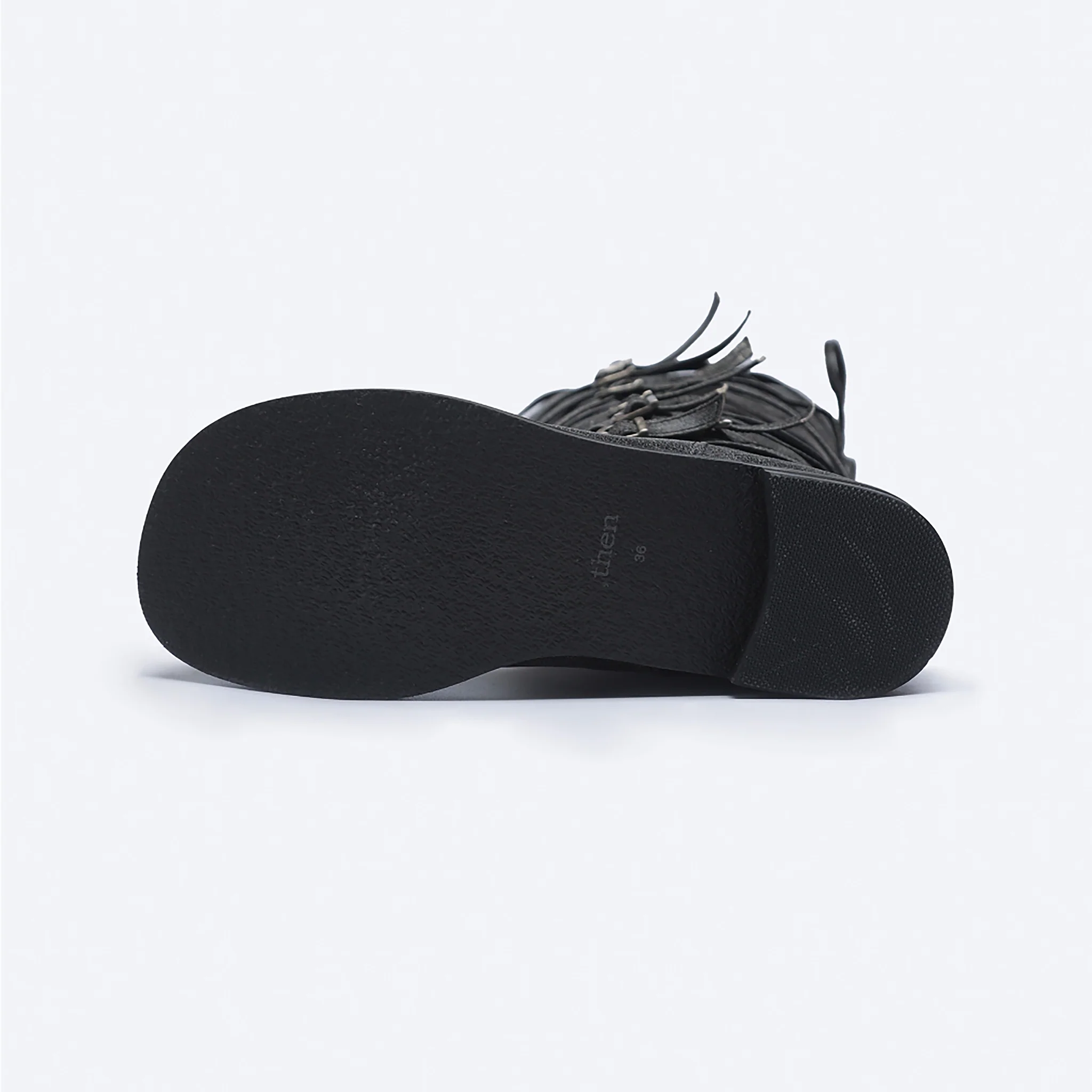 Grey  Knee‑High Leather Multi‑Strap 
Buckle Boots - Image 6
