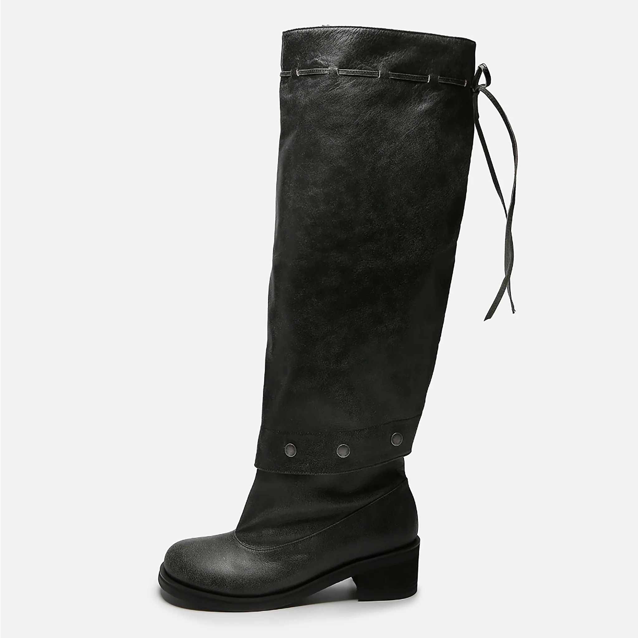 Grey Slouchy Convertible 
Leather Boots - Image 5