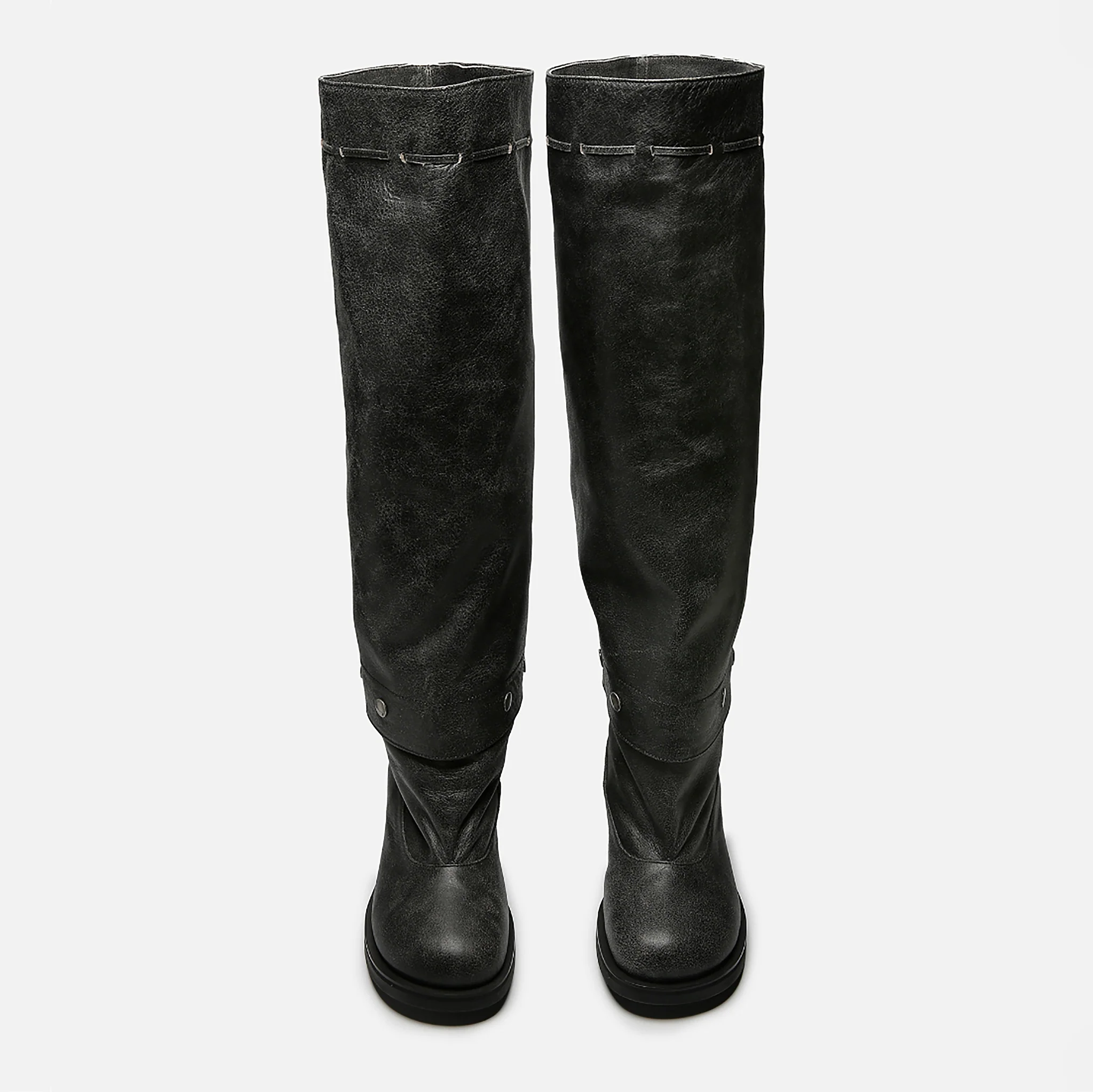 Grey Slouchy Convertible 
Leather Boots - Image 6