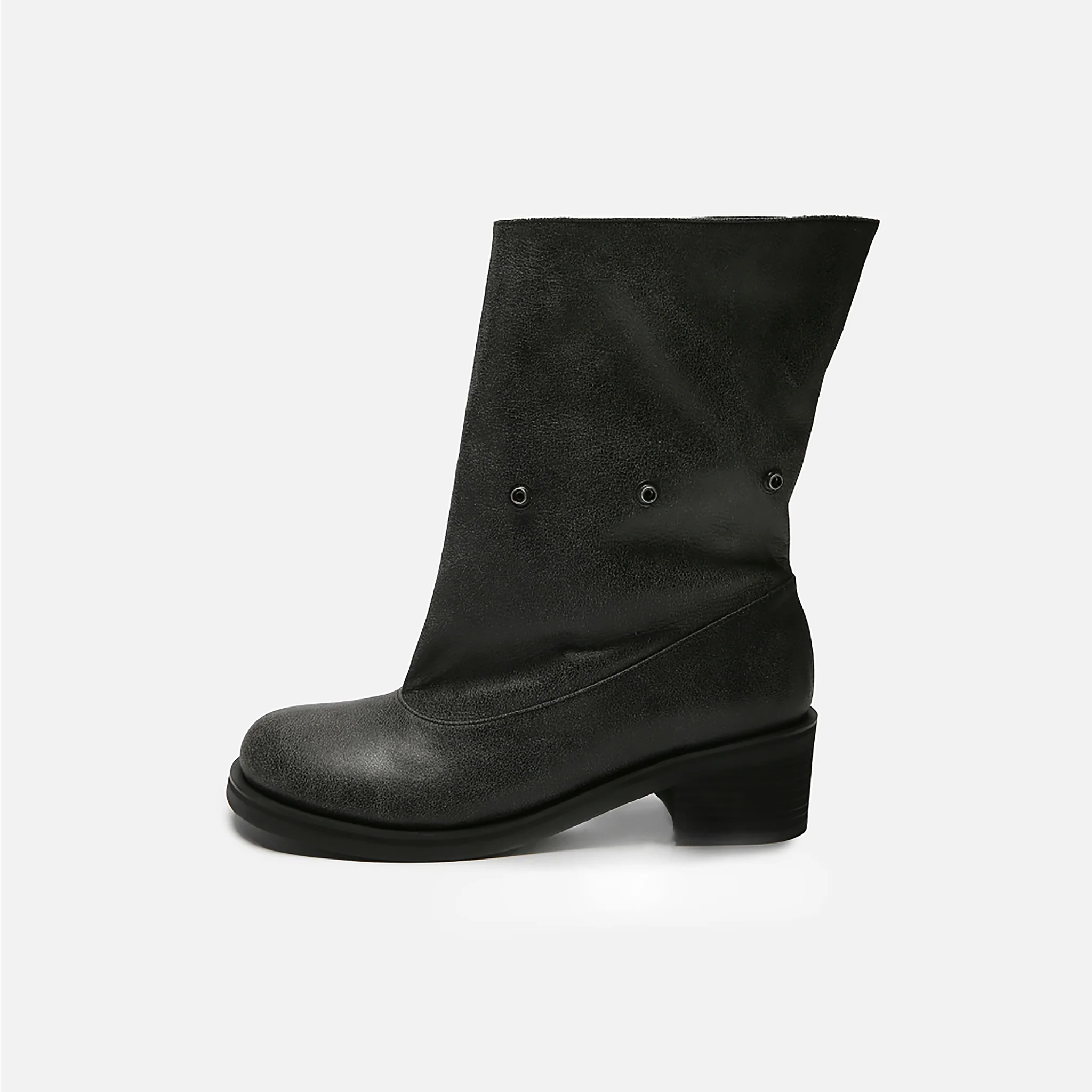 Grey Slouchy Convertible 
Leather Boots - Image 8