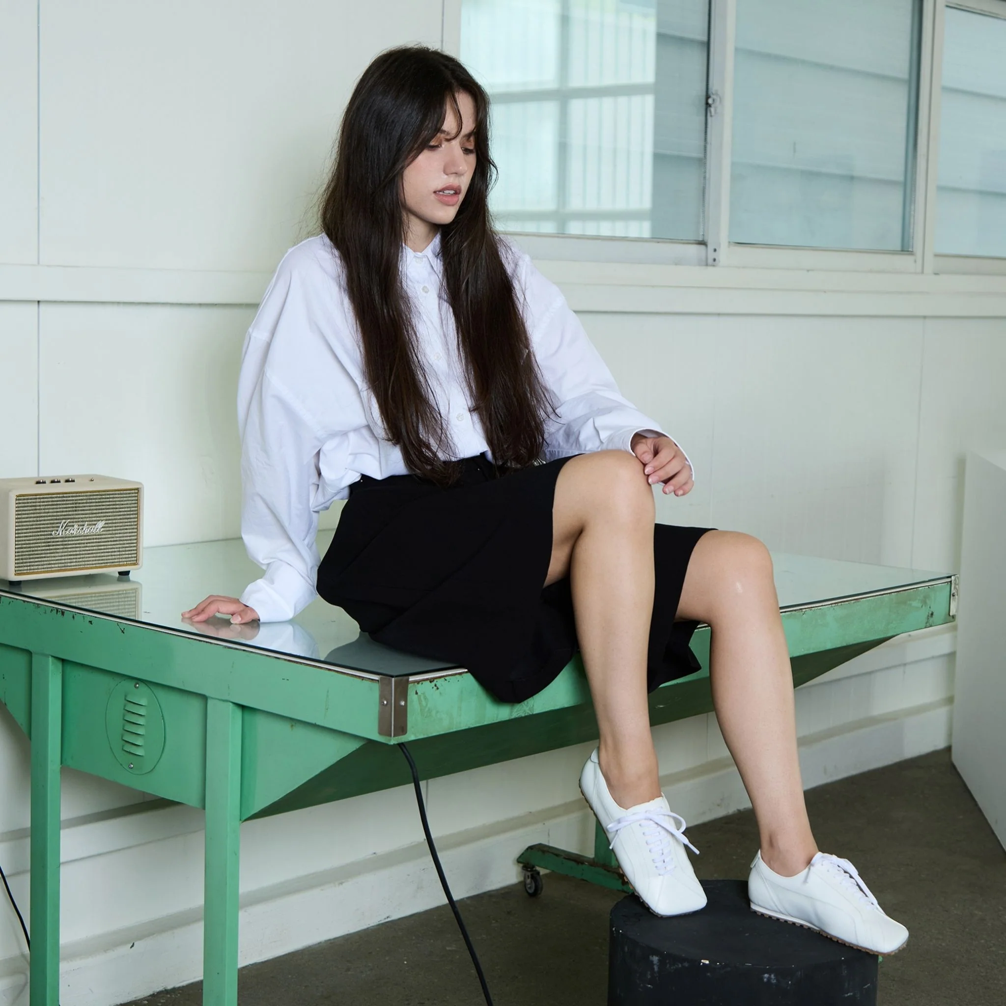 White Leather Minimalist Lace-Up Sneakers - Image 8