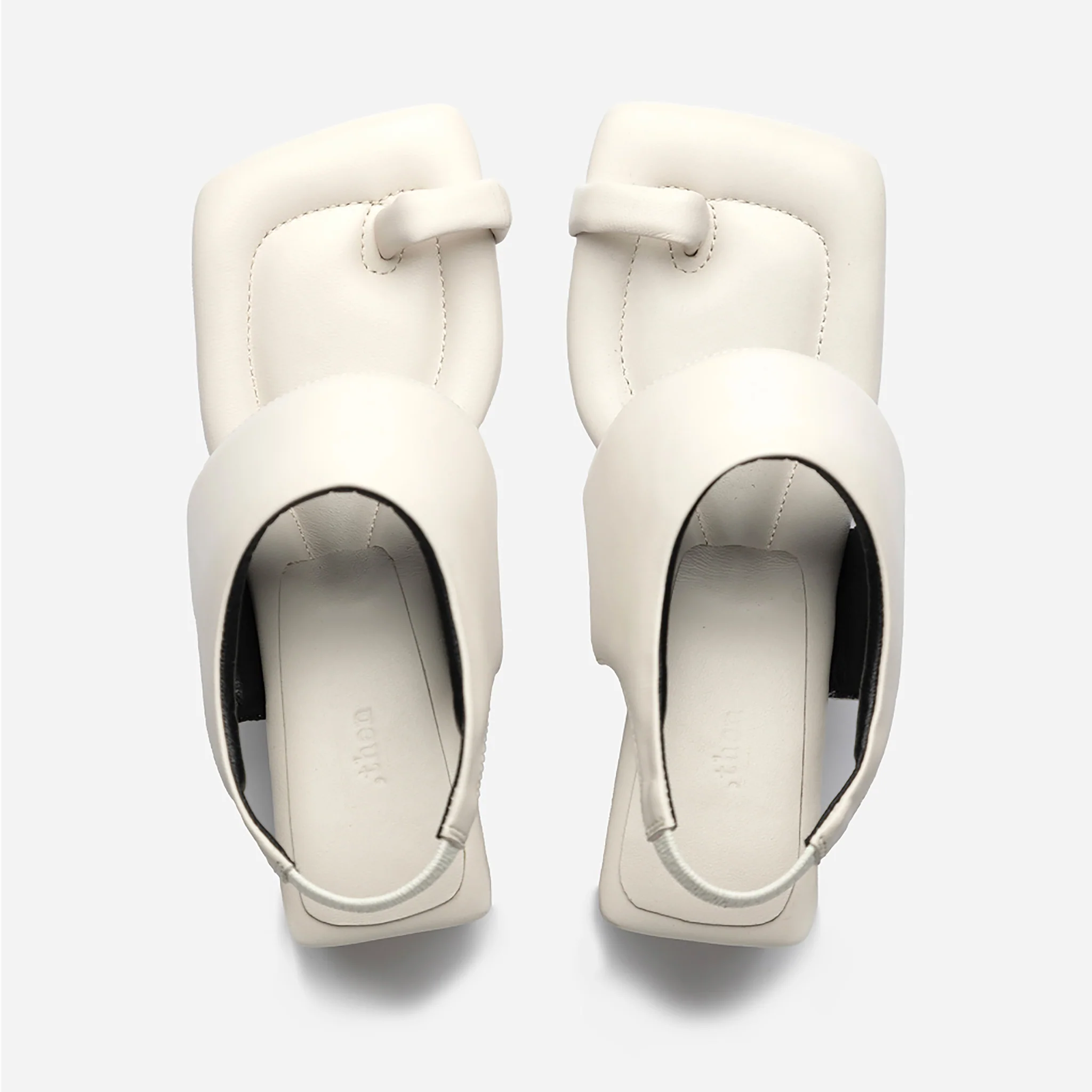 White Square-Toe Slingback 
Heeled Sandals - Image 4