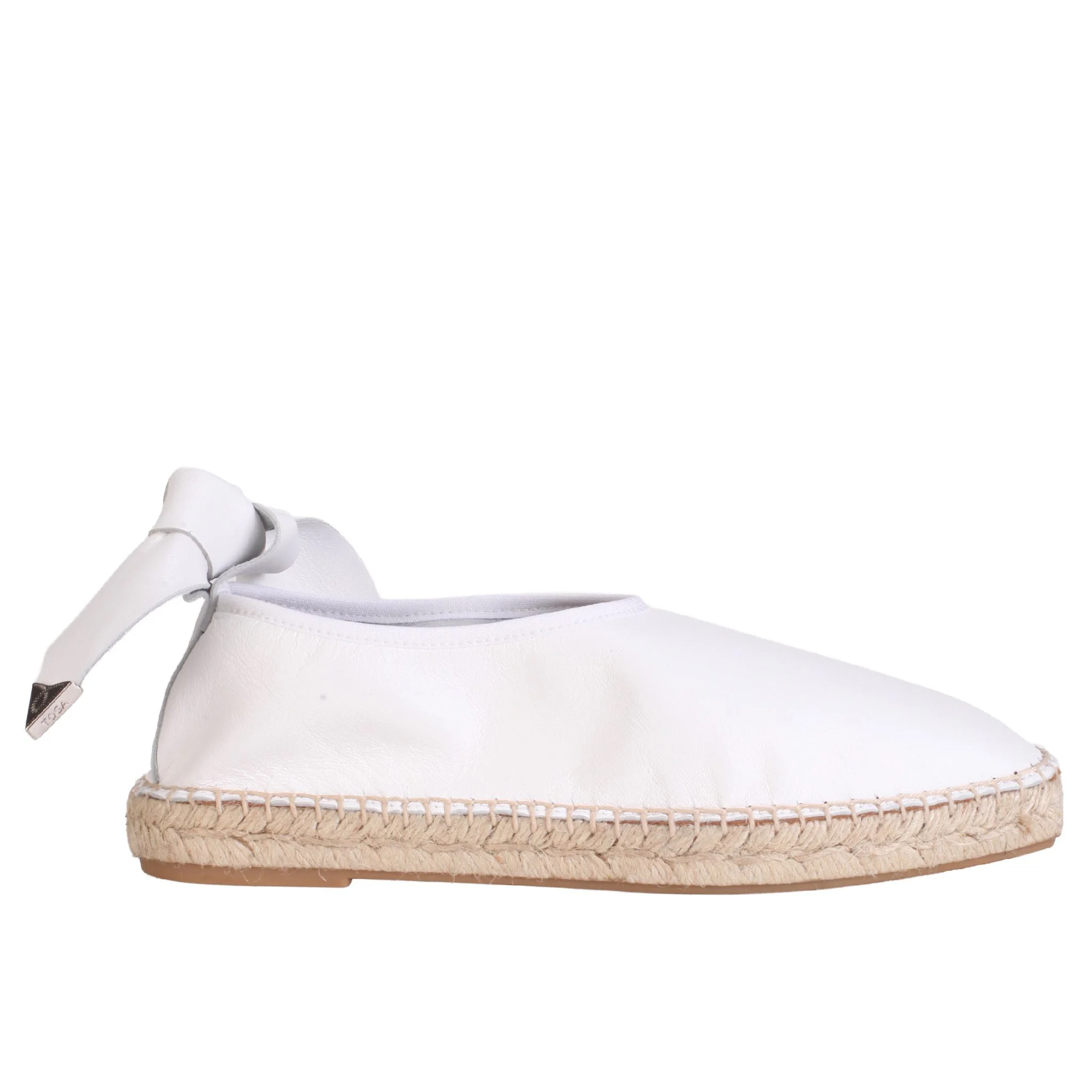 White Leather Espadrille Slip-On with Chain - Image 3