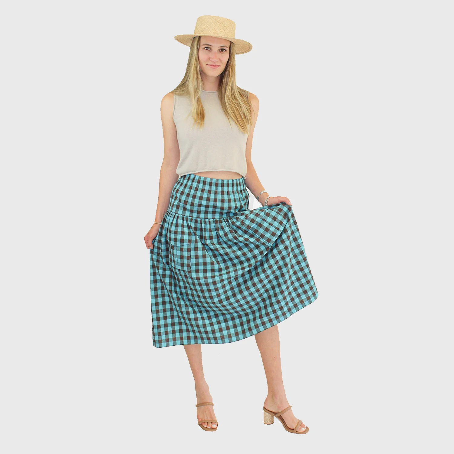Linen Cargo Skirt | Turquoise - Image 4