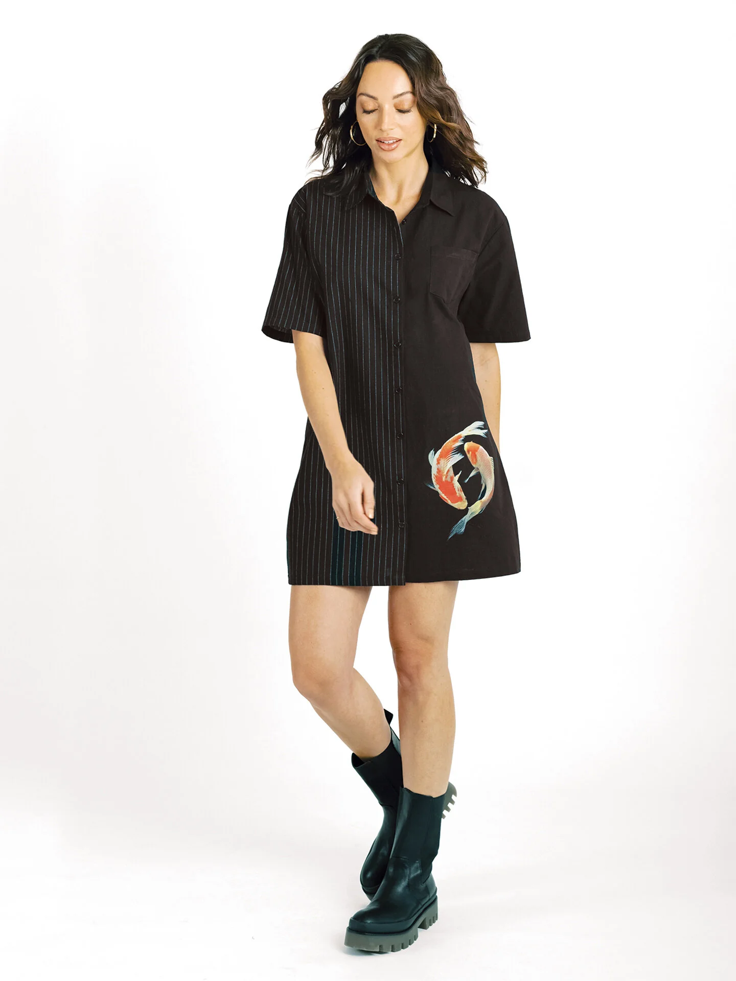Mini Shirt Dress | Koi Fish - Image 3
